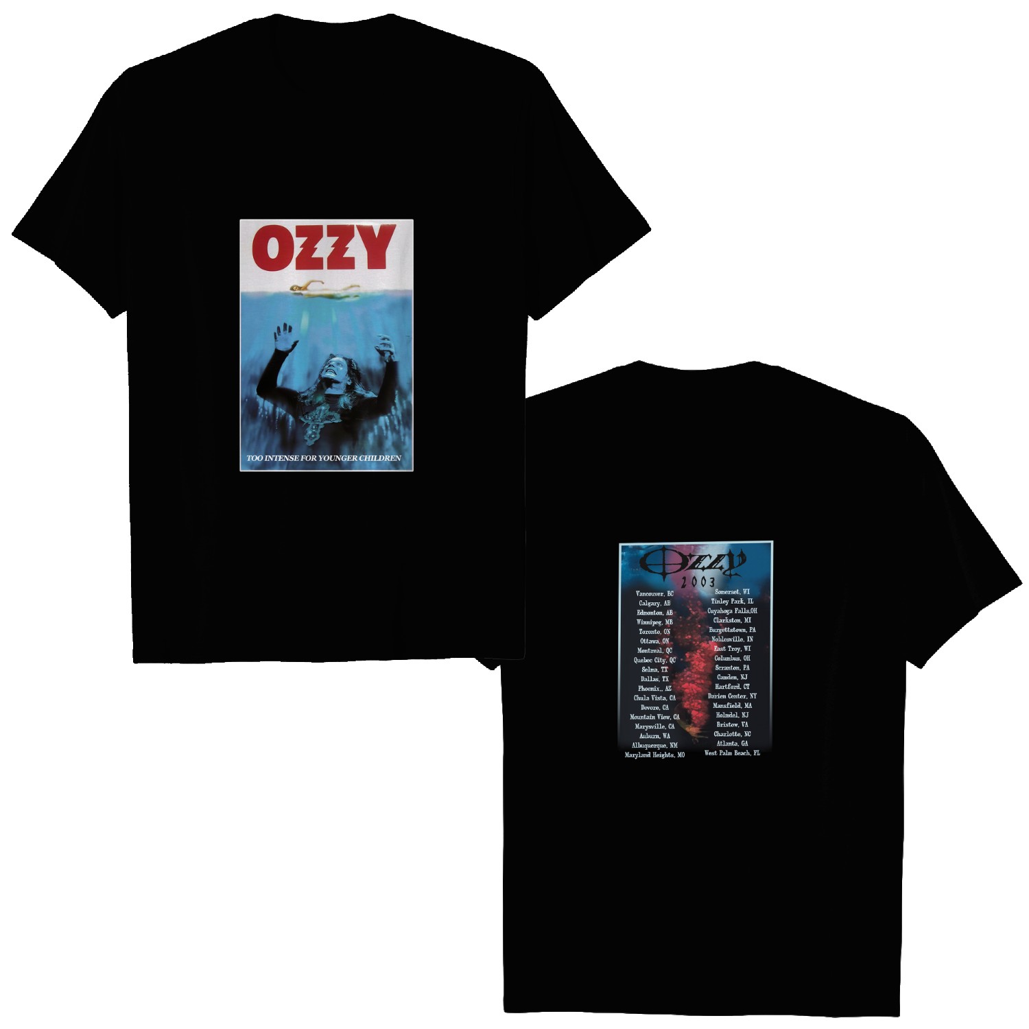 Ozzy Osbourne 2 side Tour 2003 black T shirt Reprint