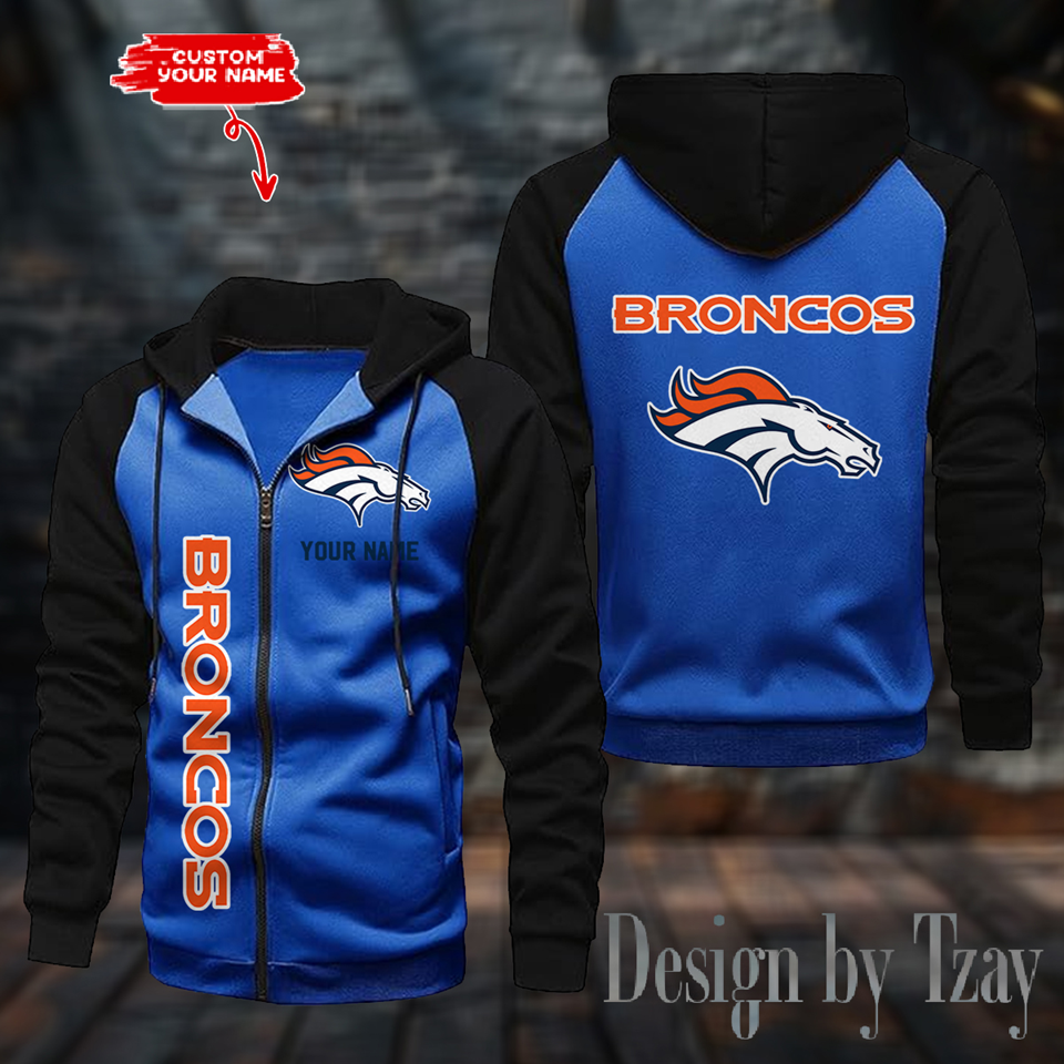 Broncos Raglan Zip Hoodie, Football Lover Gift, Game Day