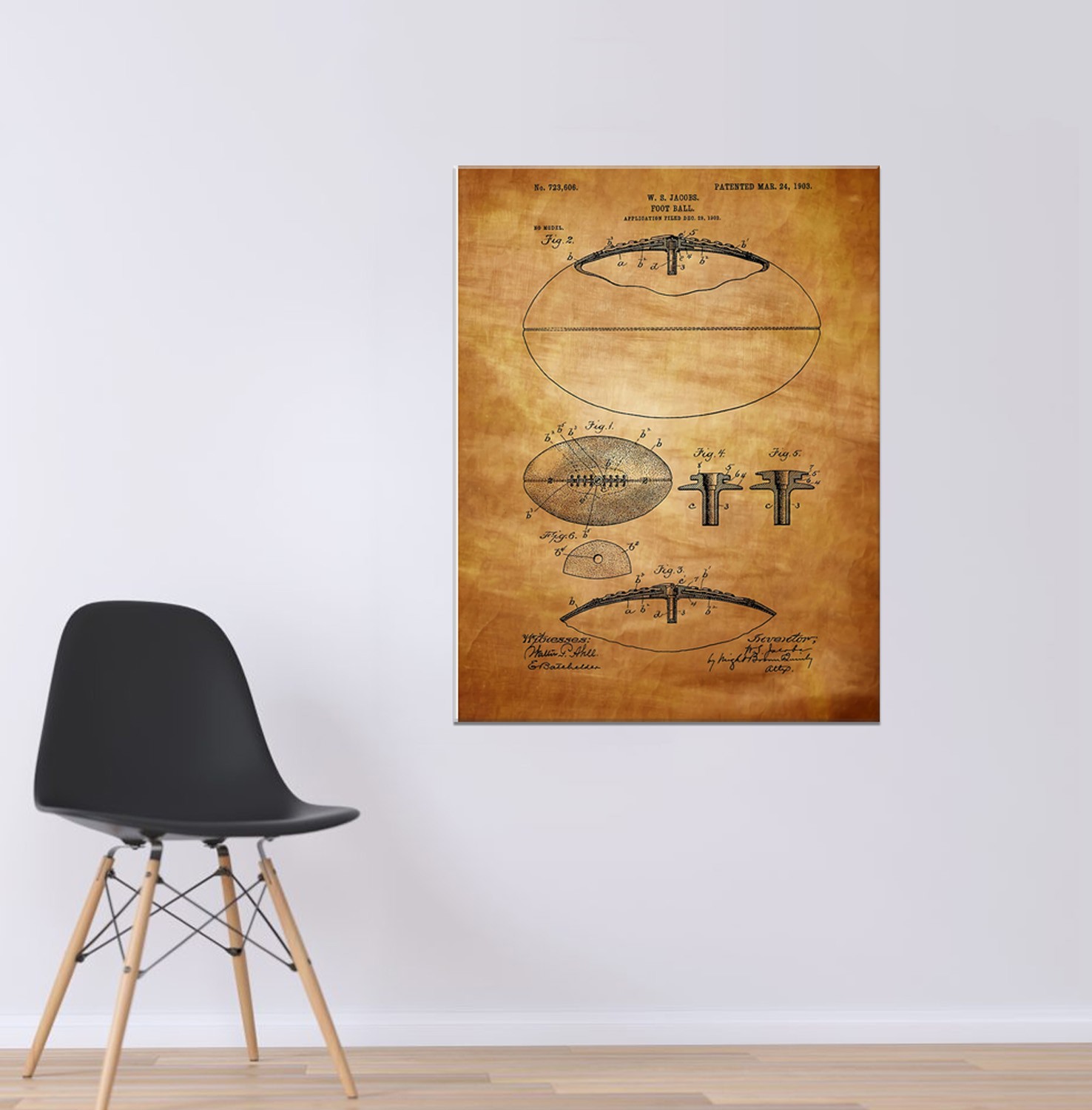 Vintage Old Football Ball Patent Vertical Canvas