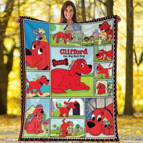 Personalized Clifford The Big Red Dog Quilts, Cartoons Quilt Blanket