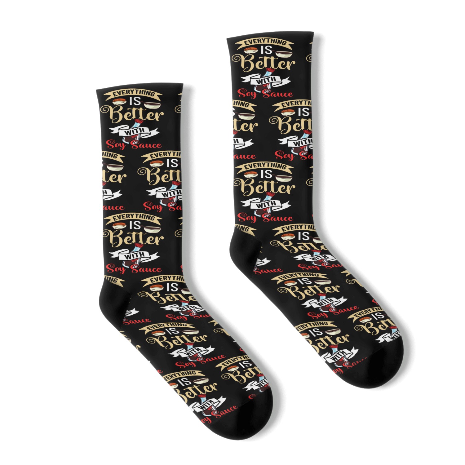 Soy Sauce Japanese Sushi Dark Ramen Noodles Bottle Socks