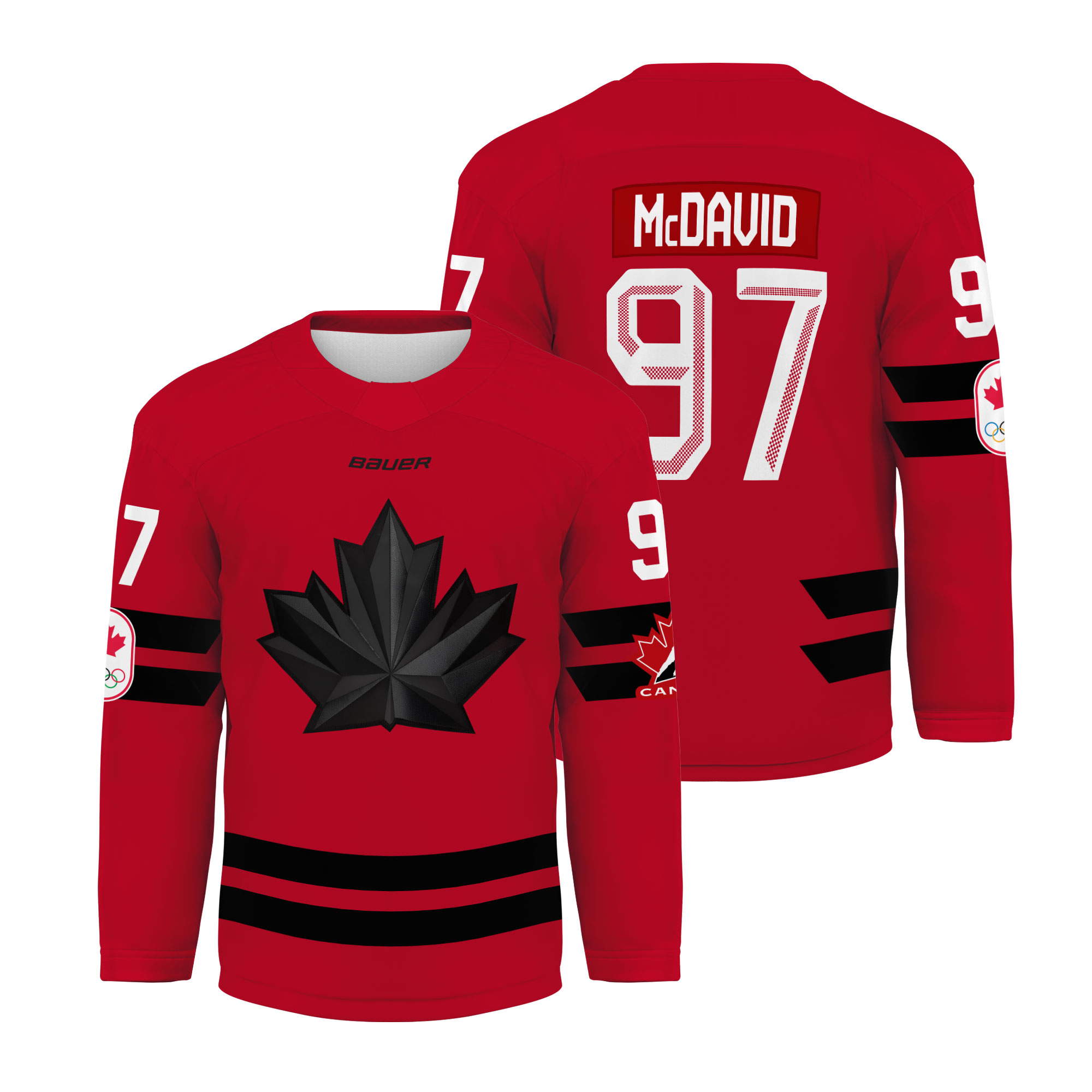 Connor McDavid Team Canada 2026 Winter Olympics Jersey Red + White STITCHED