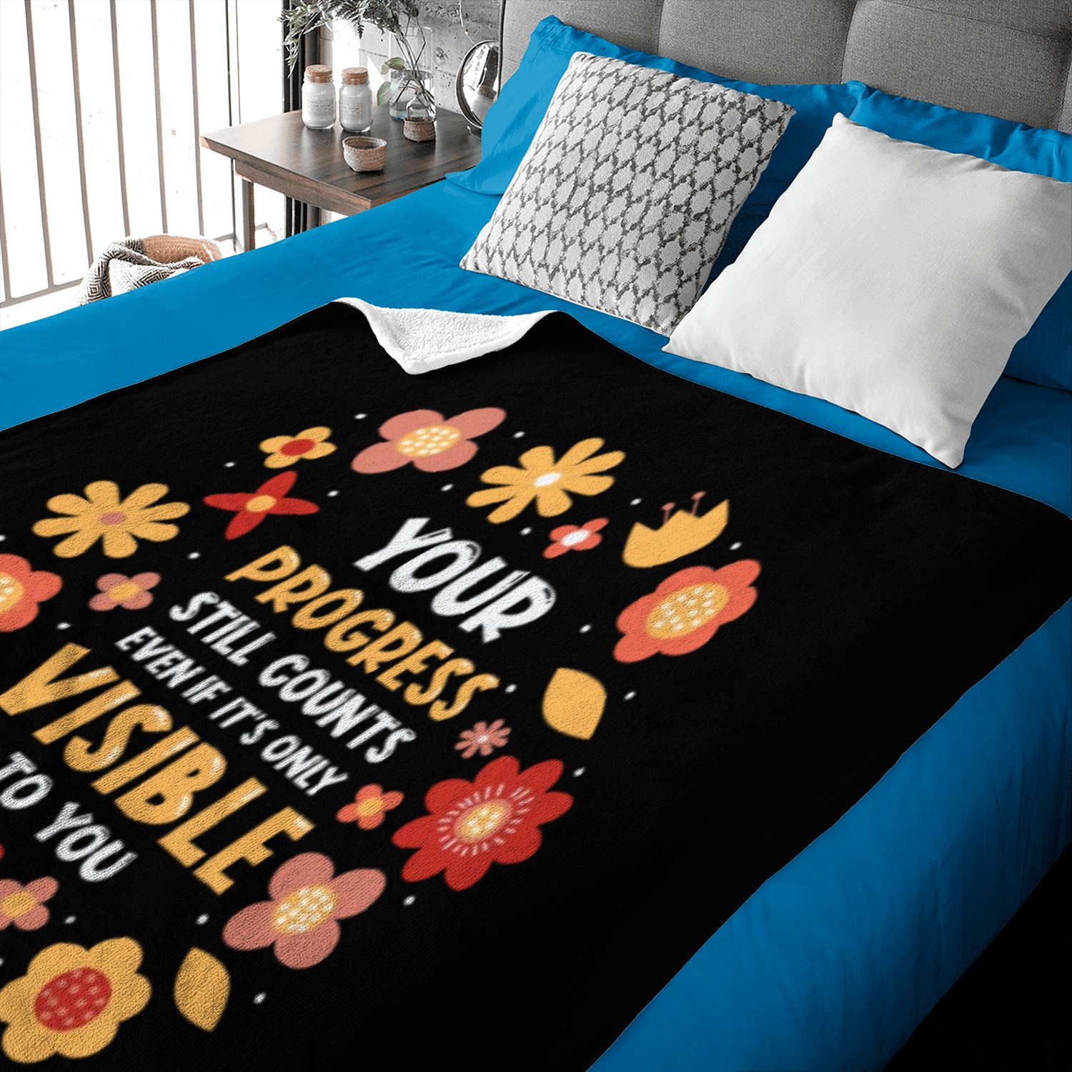 Progress Life Quotes Positive Message Wisdom Baby Blankets