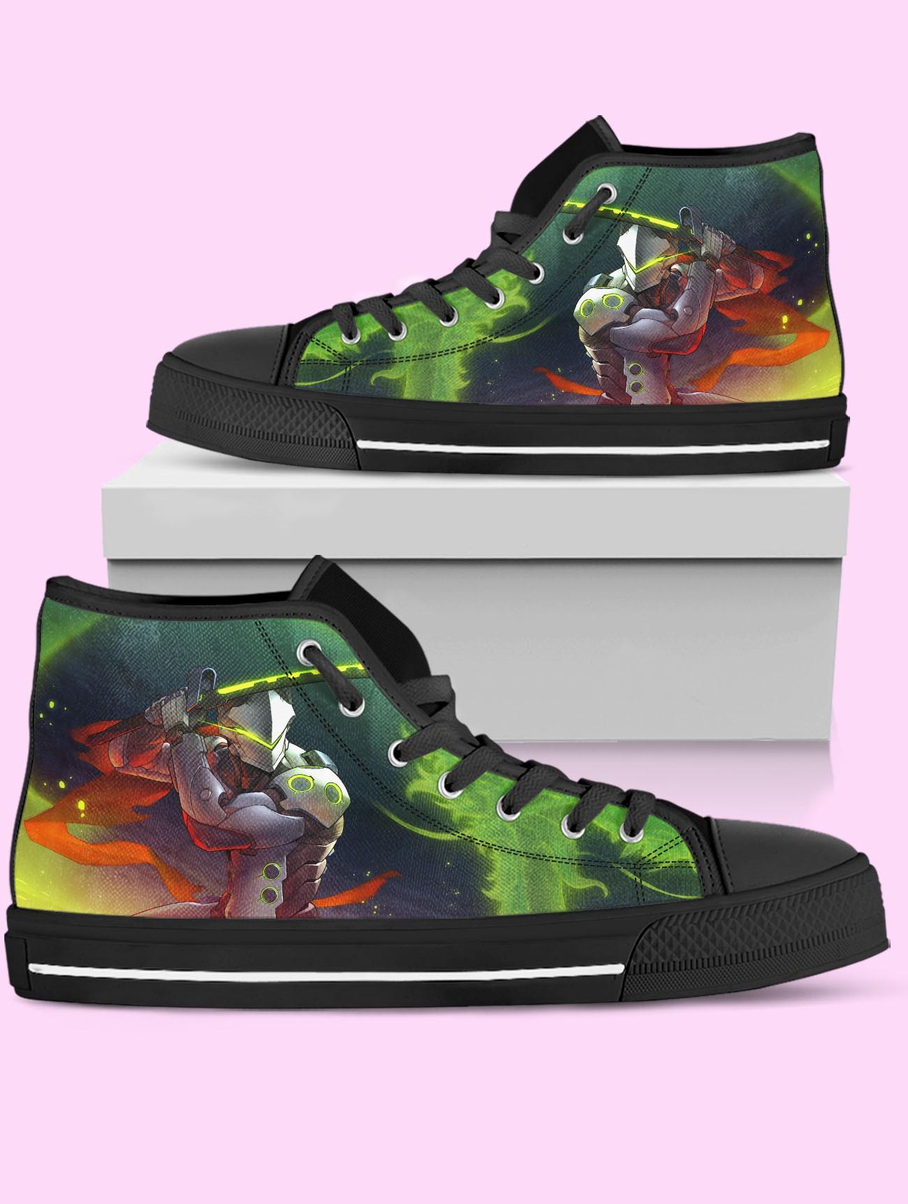 Overwatch Genji High Top Shoes, Video Game Sneakers for Women, Men