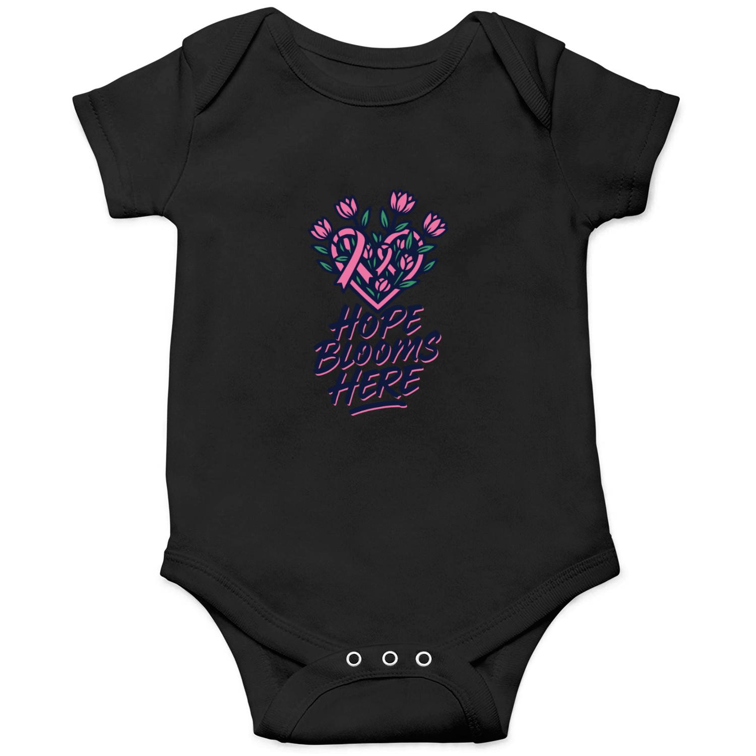 Hope Blooms Here │ Breast Cancer Awareness Floral Onesies