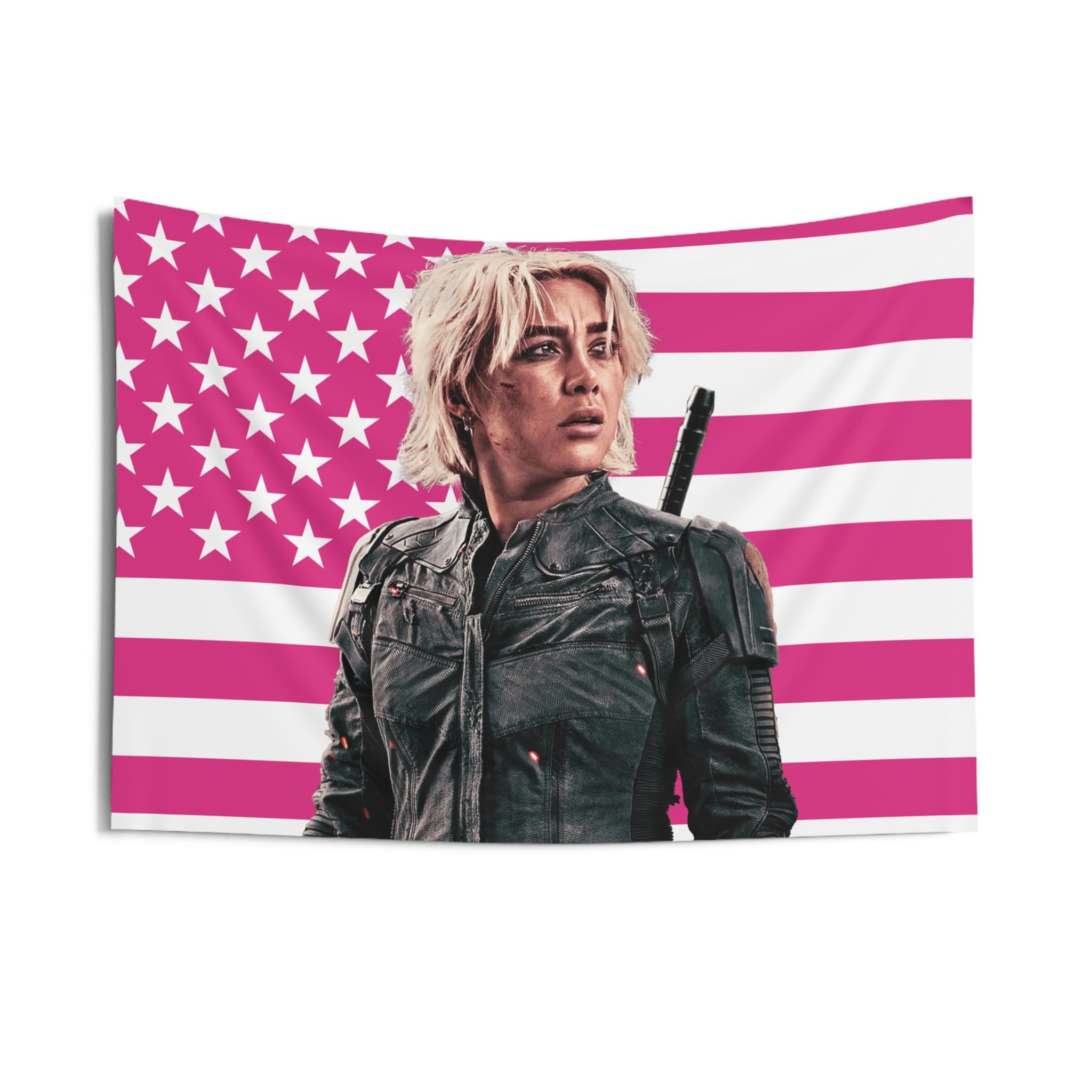 Yelena Indoor Wall Tapestries, Florence Pugh Pink Flag