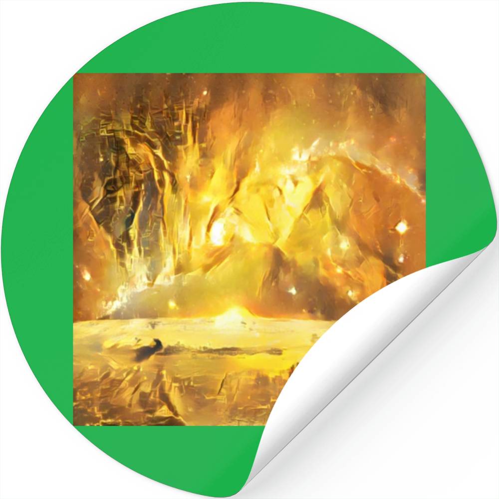 Gold Nebulae Rises Over a Golden World Abstract Stickers
