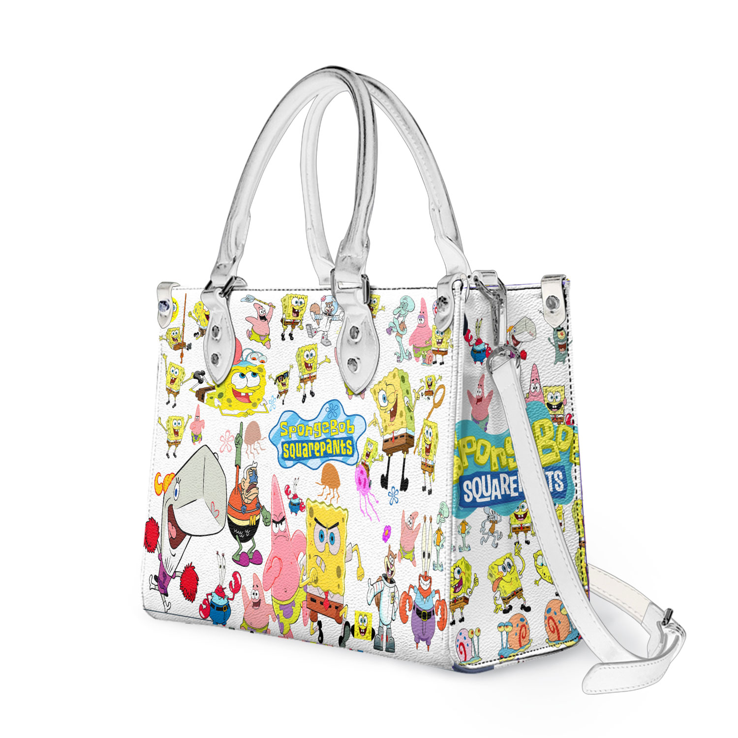 Personalized Spongebob Squarepants Cartoon Leather Handbag Lovers Gift