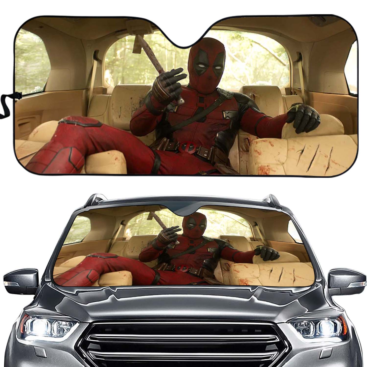 Deadpool Car Sunshade | Wolverine and Deadpool Car Sun Shade | Deadpool 3 Movie Car Sun Shade Car