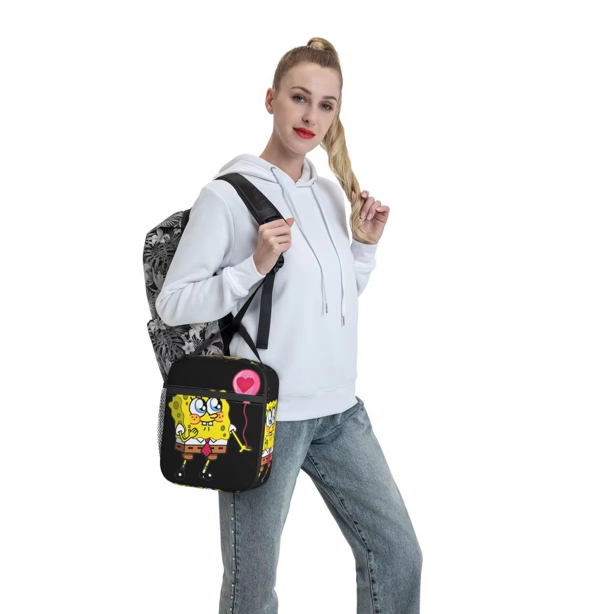 Spongebobed Cartoon Lunch Bag Outdoor Picnic Lunch Box For Men Fashion Graphic Tote Food Bags Oxford Portable Cooler Bag