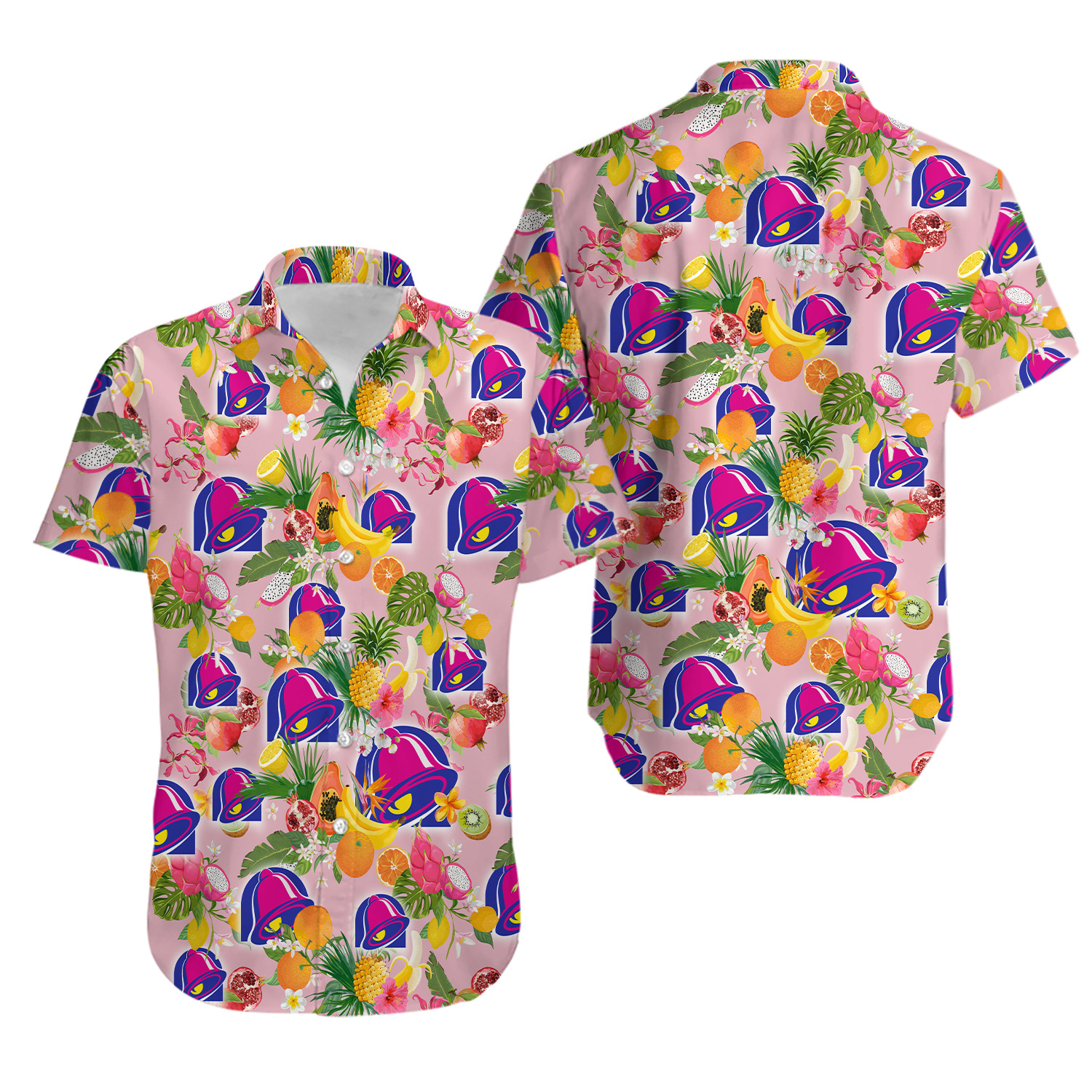 Taco Bell Tropical Flower Aloha Hawaiian Shirts, Taco Bell Pink Hawaiian Shirt