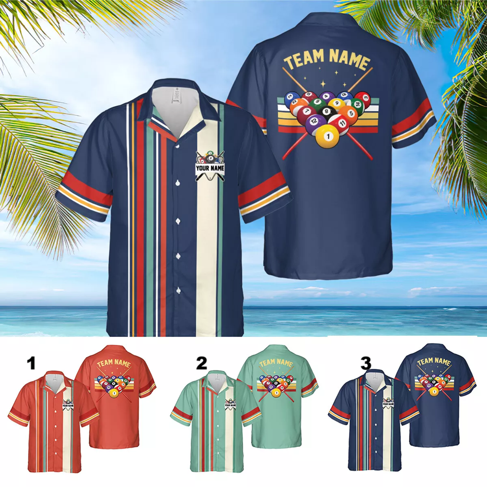 Personalized Billiard Hawaiian Shirt, Billiard Retro Hawaii Shirt Billiard Lover