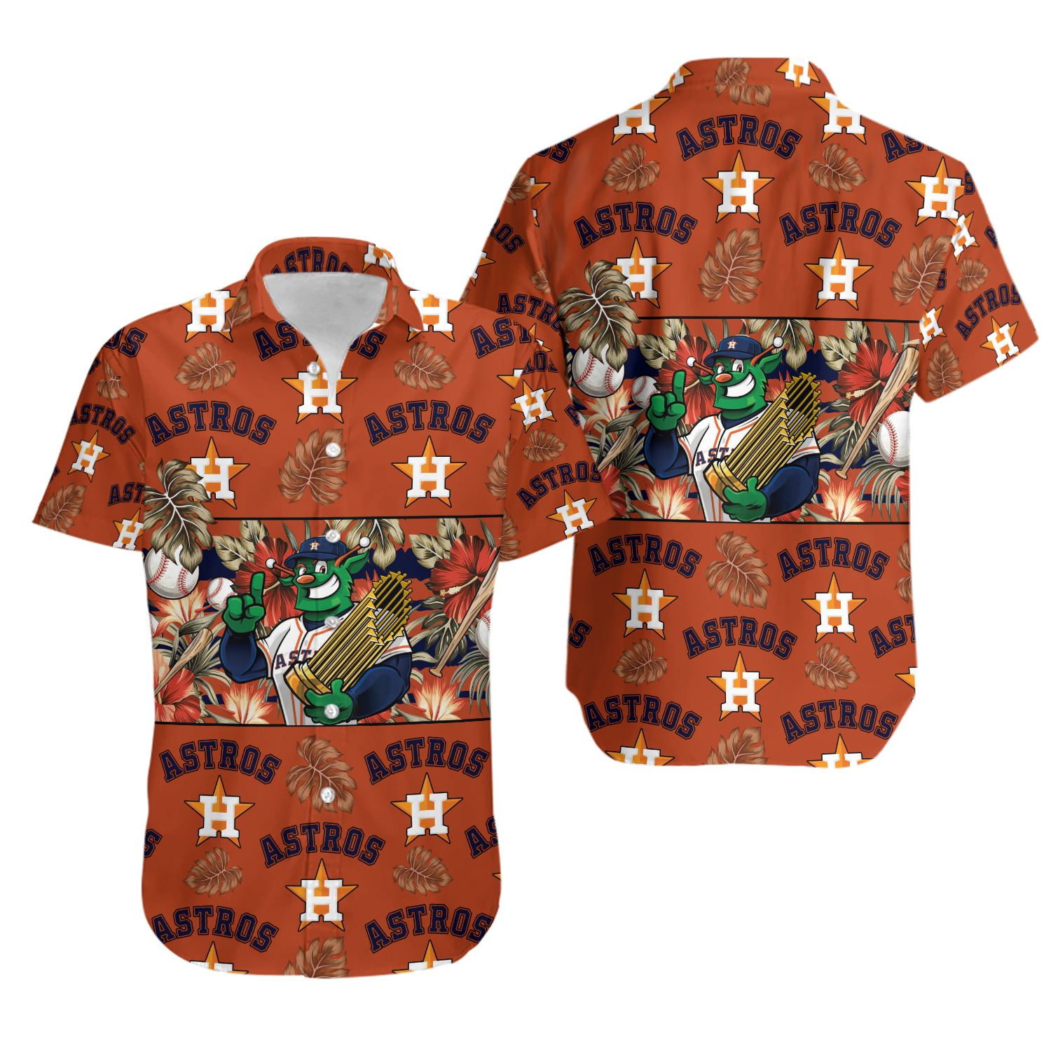 Houston Baseball Team Astross Hawaiian Button Down Shirt