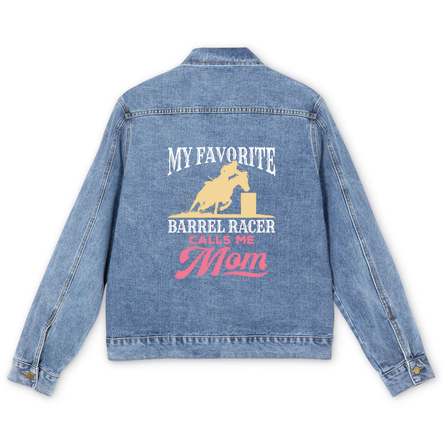Barrel Racing Mom Horse Favorite Barrel Racer Moth Men's Denim Jackets