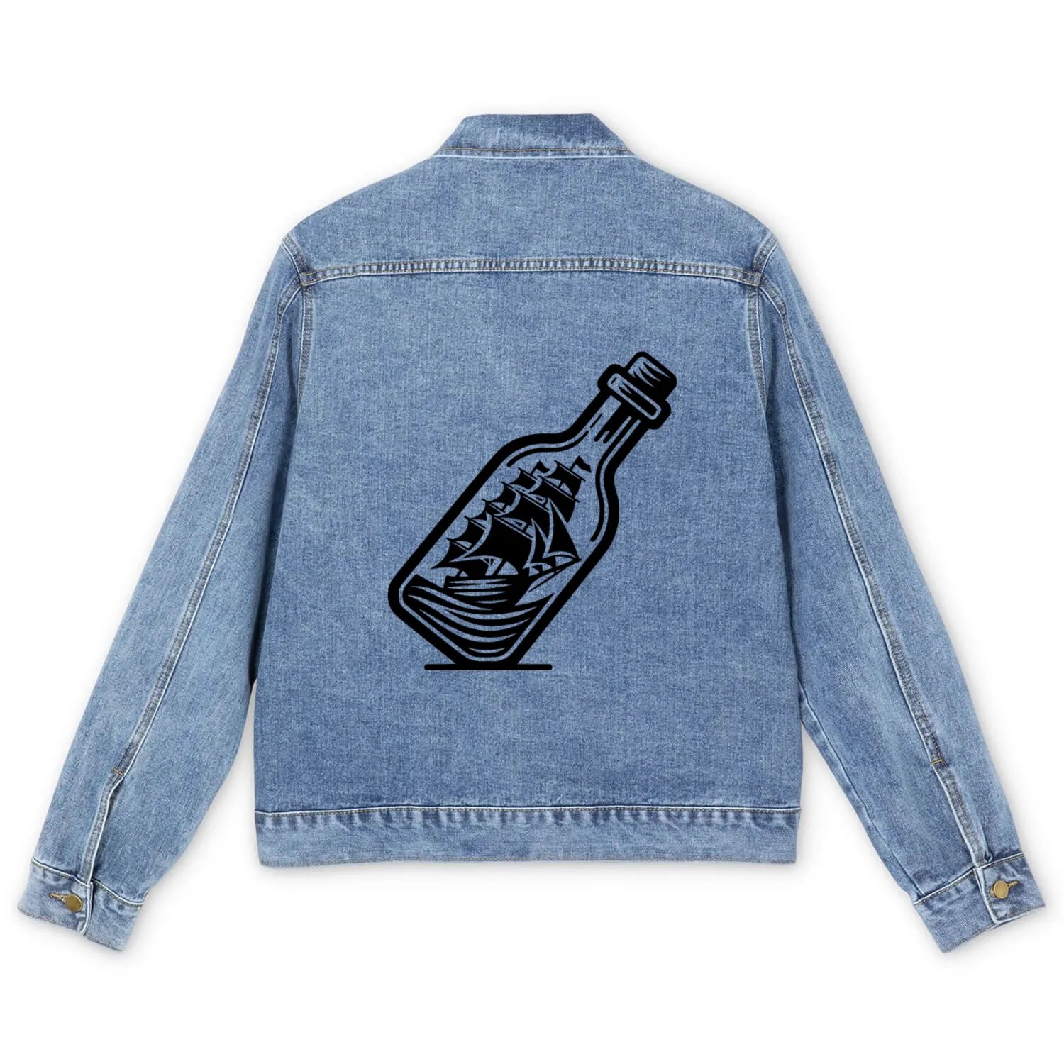 Ship In A Bottle Ship In A Bottle Sailing Ship Men's Denim Jackets