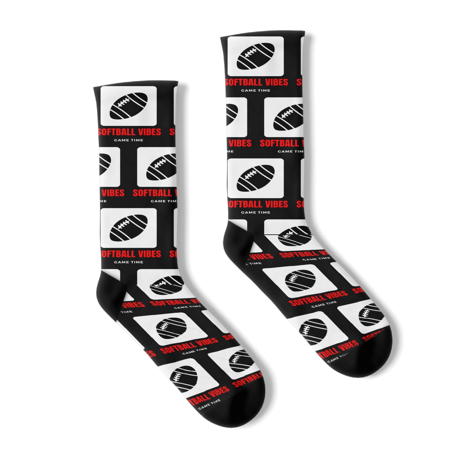 Softball vibes game time motivational design Socks