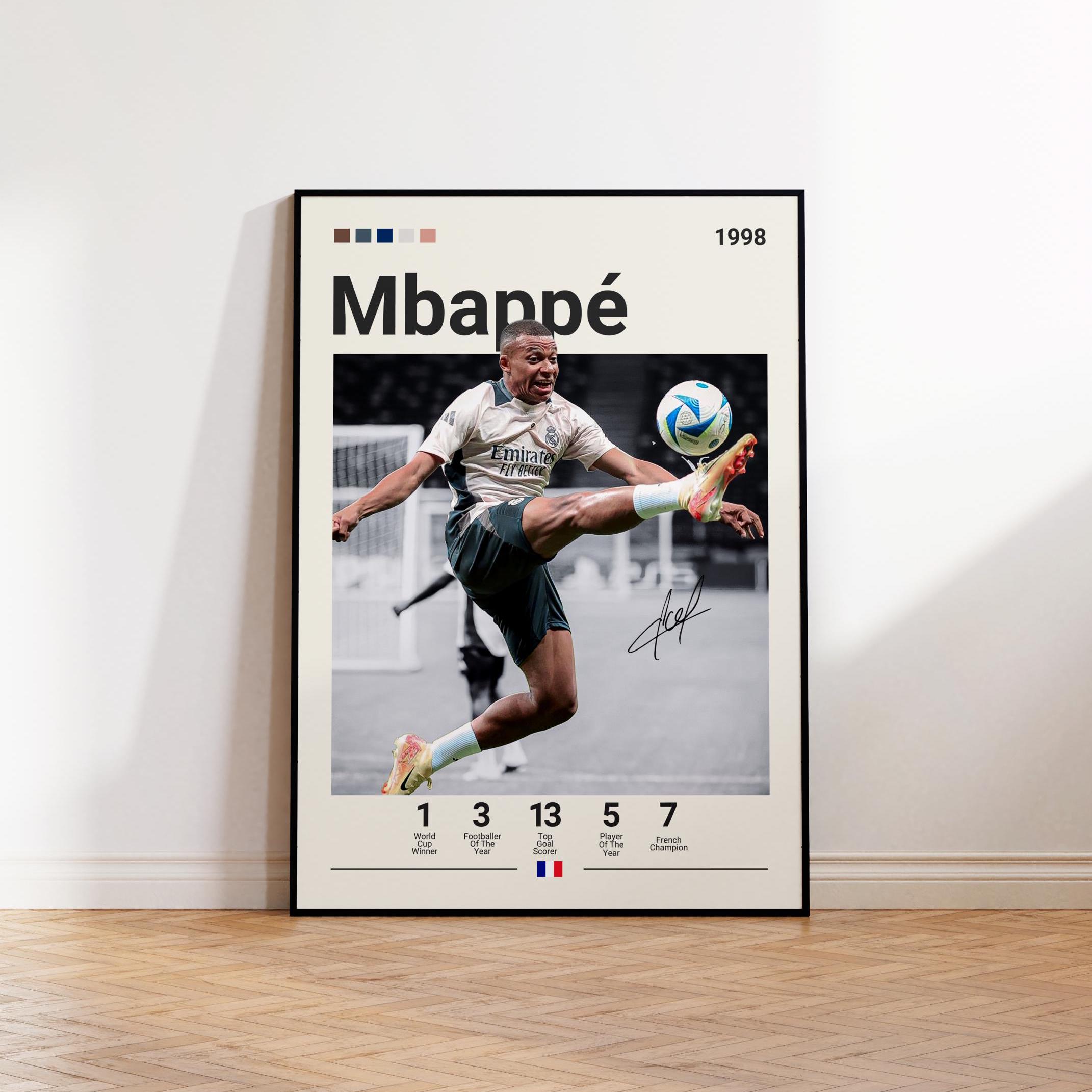 Kylian Mbappe Poster, Real Madrid Print, Mbappe Fan Gift, Soccer Gifts, Football Player Poster, Soccer Wall Art, Sports Bedroom Print