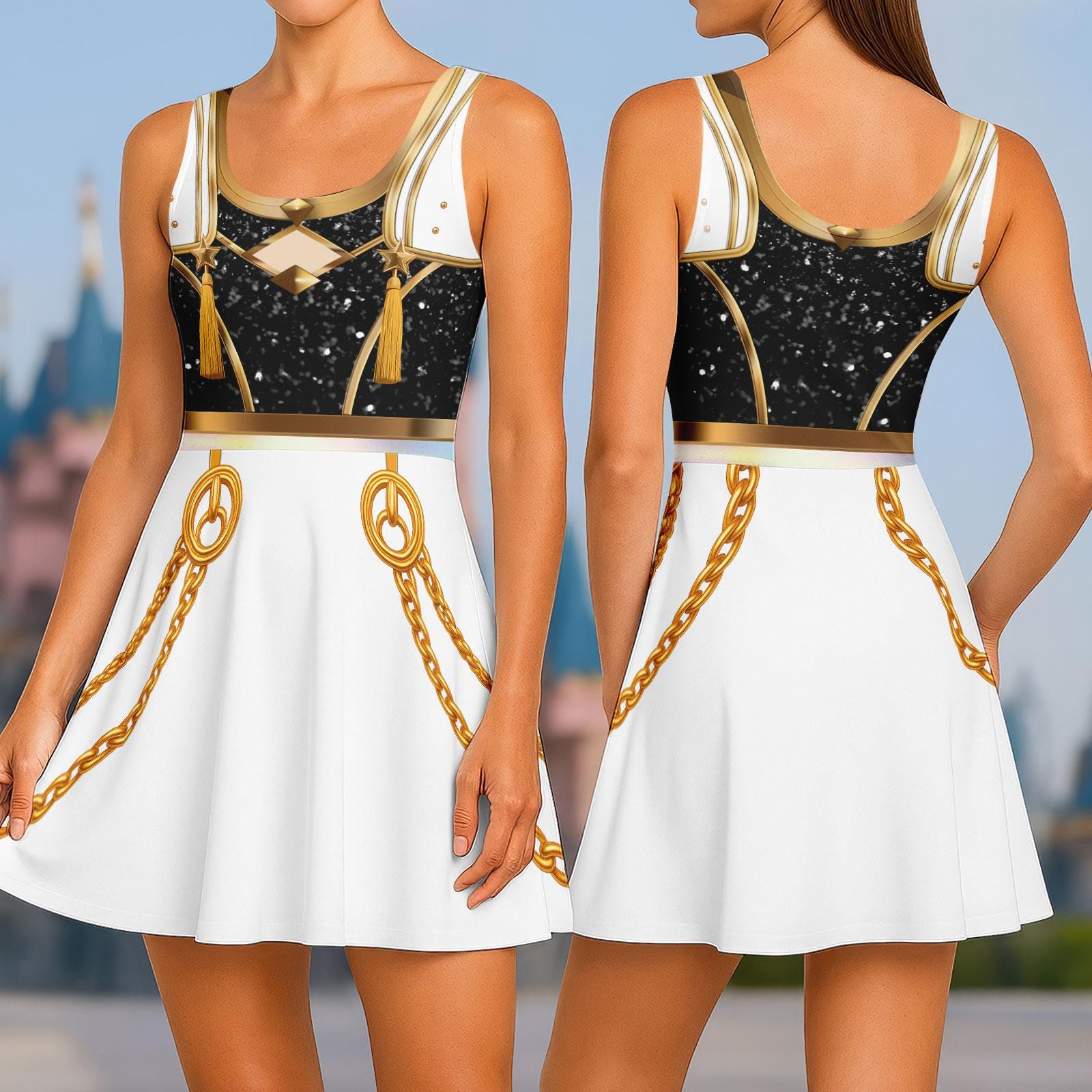 Zoey Kpop Demon Hunters Cosplay Costume, Golden Zoey Skater Dress, Kpop Huntrix Cosplay Dress, Huntrix Kpop Women Dress, Halloween Gift