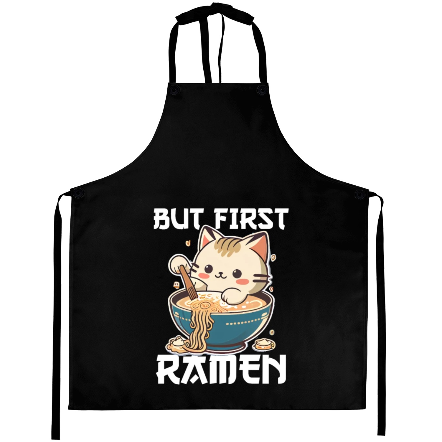 But First Ramen Cat Japanese Tokyo Ramen Noodles Aprons