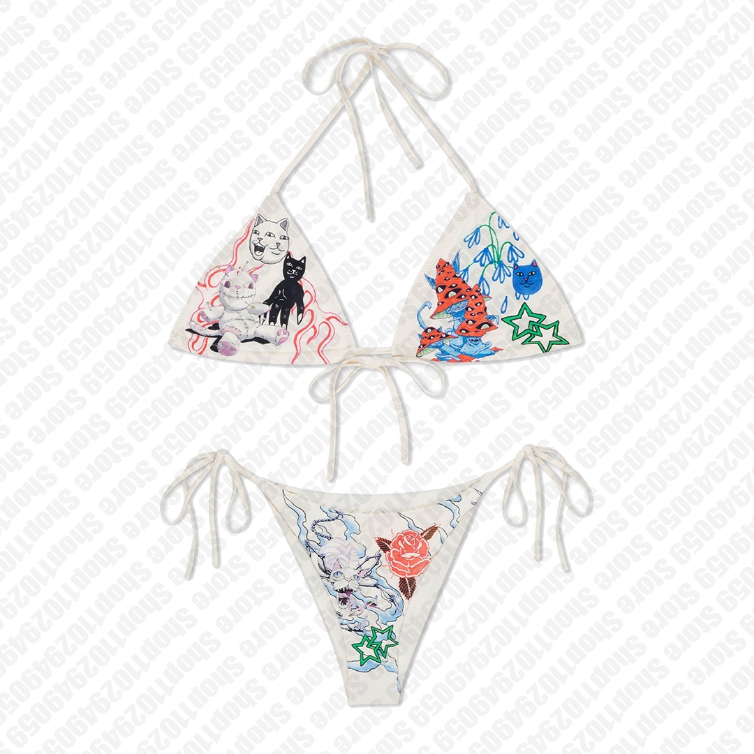 Y2K Style Punk Gothic Women's Bikini Set Star Print Two-Piece Swimsuit