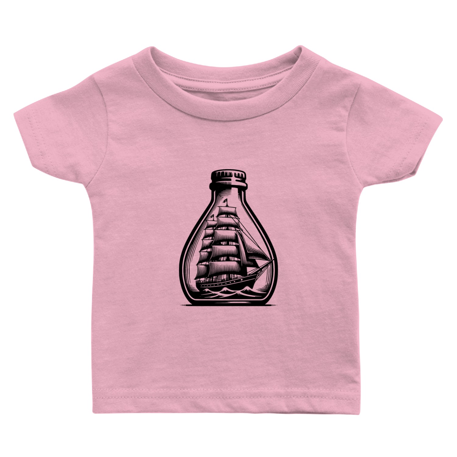 Calm Sea Old Sailing Ship In A Ship In A Bottle Baby T Shirts