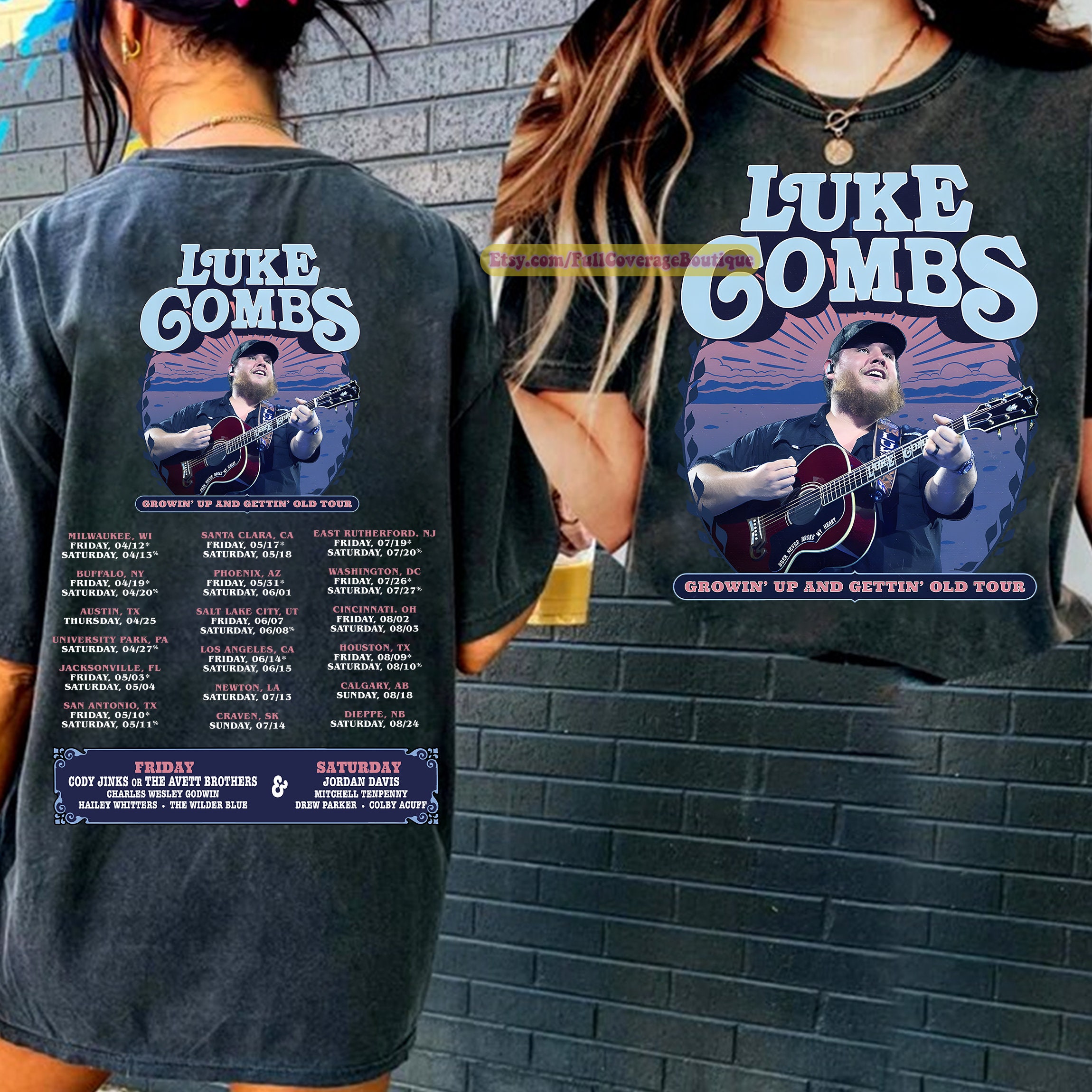 Vintage Lukes Combs 2024 Shirt, Tour Growing Up and Gett.ng Old Shirt, Country Music Tee