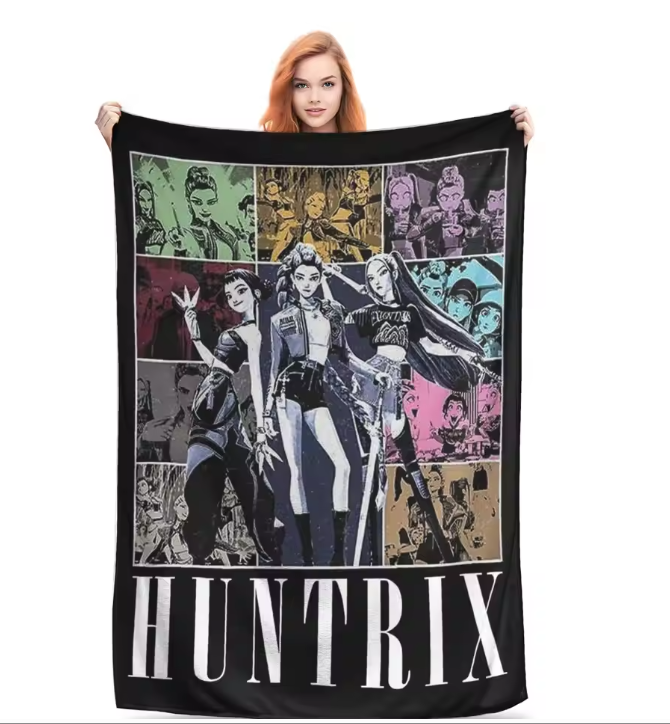 Huntrix Girl Kpop Demon Hunter Movie Vintage 90s Blankets