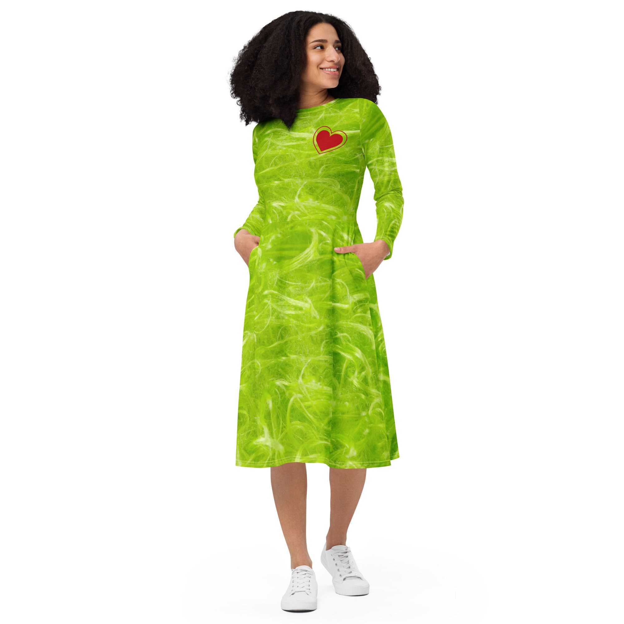 Green Guy long sleeve midi dress | Halloween Costume | Cartoon Cosplay