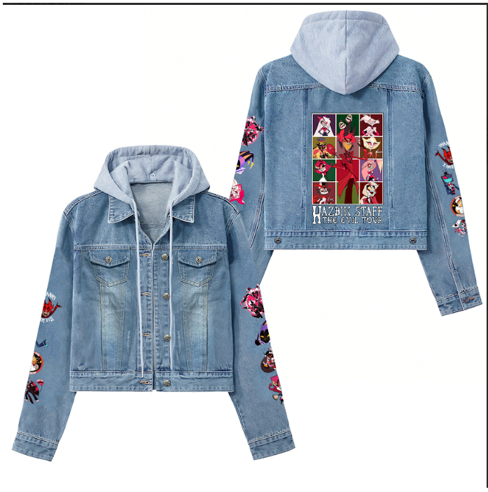Hazbin Hotel Youth Denim Jacket, Hazbin Hotel Jacket, Hazbin Hotel Jean Jacket, Hazbin Hotel Jacket Men, Alastor Denim Jacket,Alastor Jacket