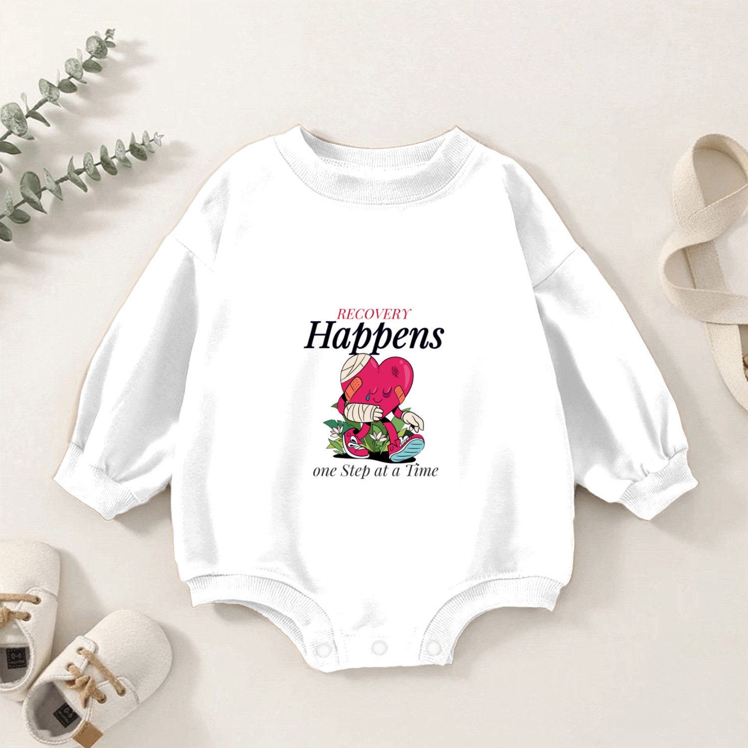 Recovery Happen's One Step at a Time Baby Romper Sweatshirts
