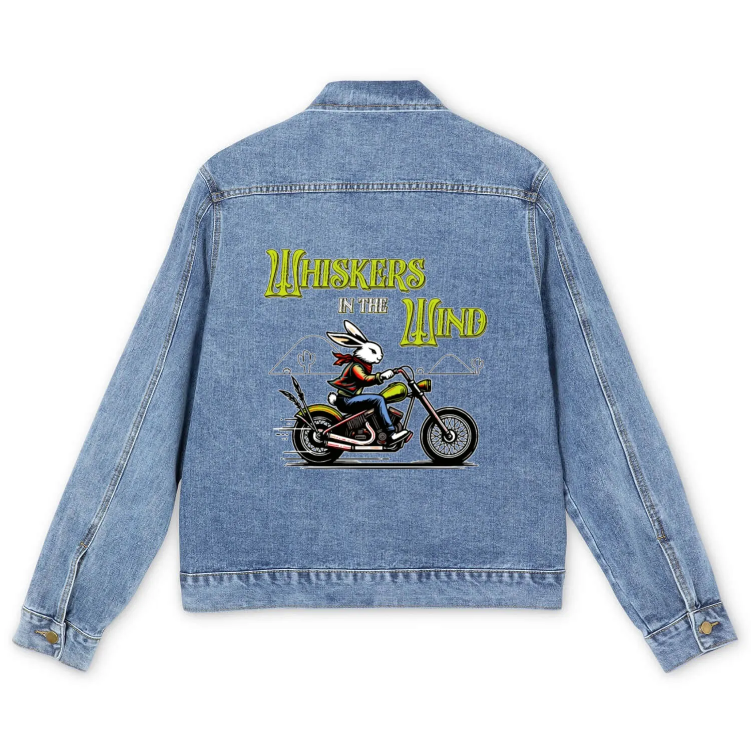 Whiskers in the Wind Western Desert Bunny Biker Men's Denim Jackets