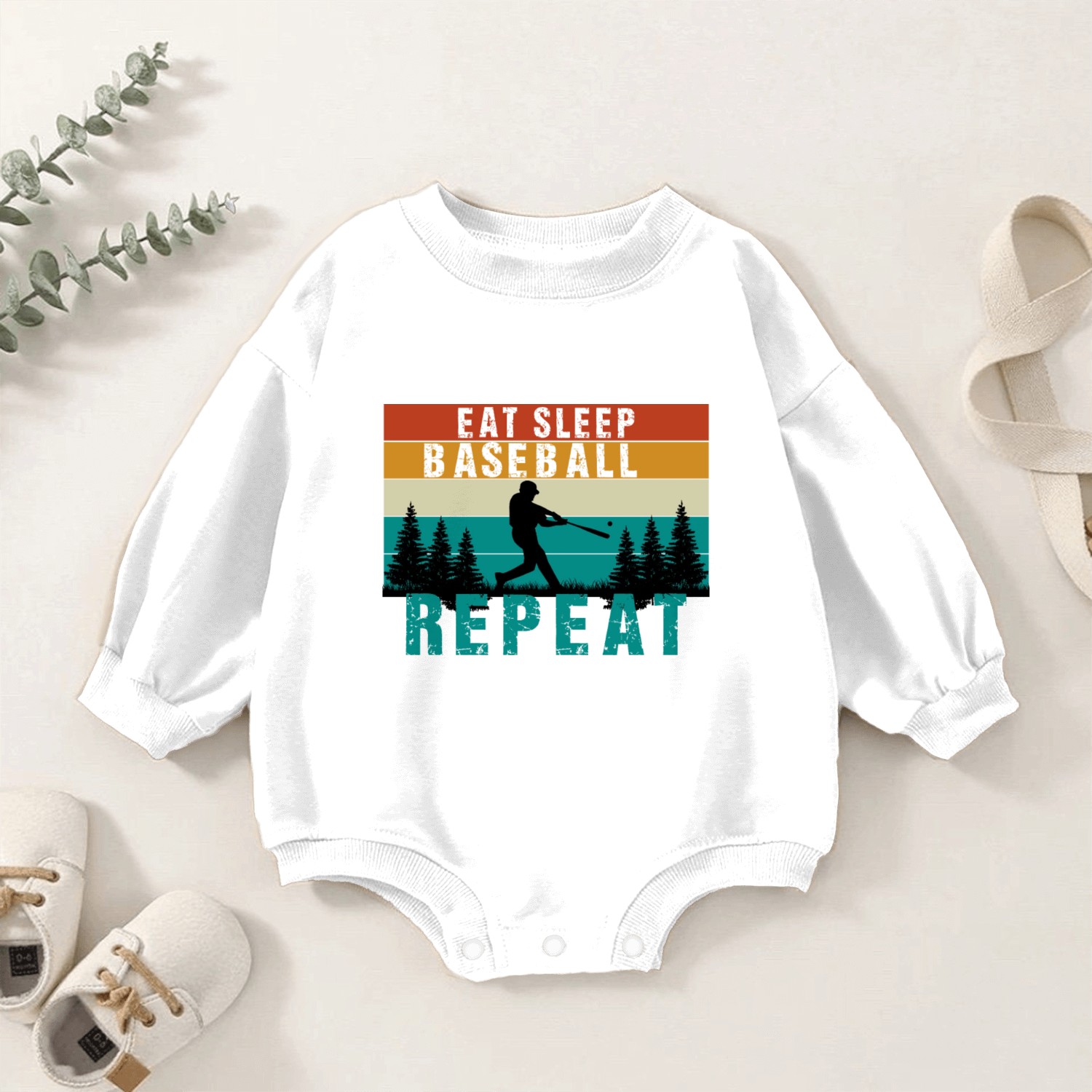 Eat Sleep Baseball Repeat Baseball Lover Player Baby Romper Sweatshirts