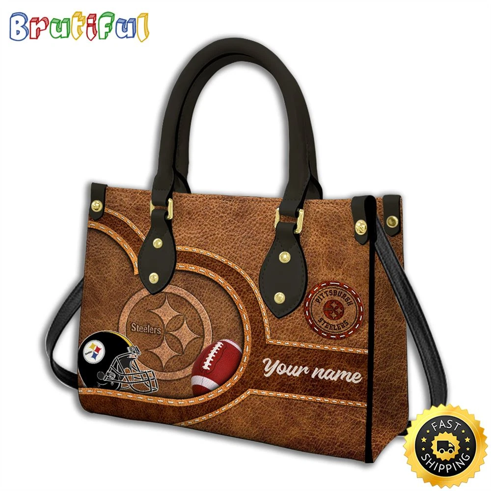 Personalized Pittss Team Steelerss Football Leather Bag, Custom Leather Bag