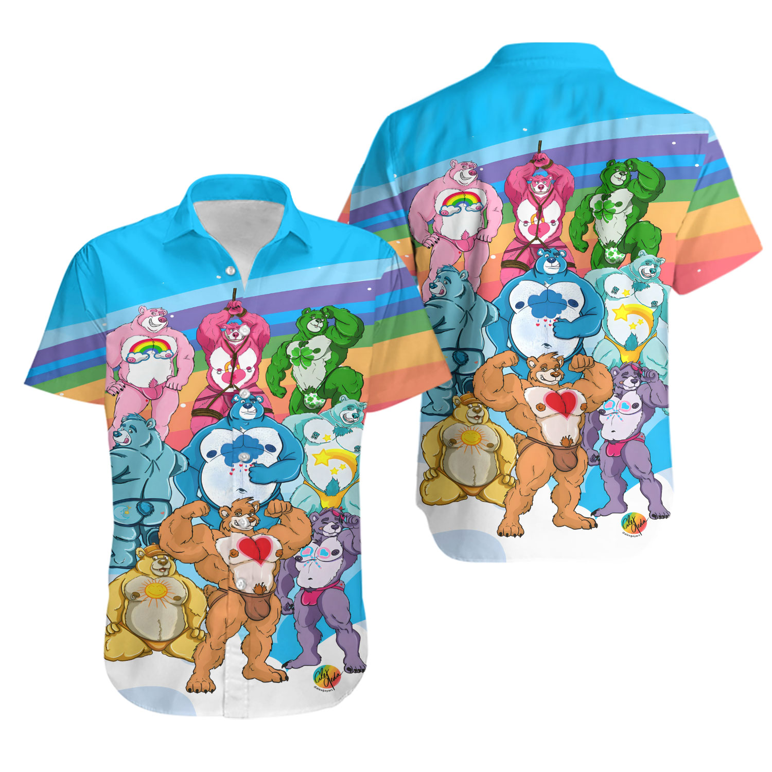 Colorful Rainbow Cute Bear Art Hawaiian Shirt