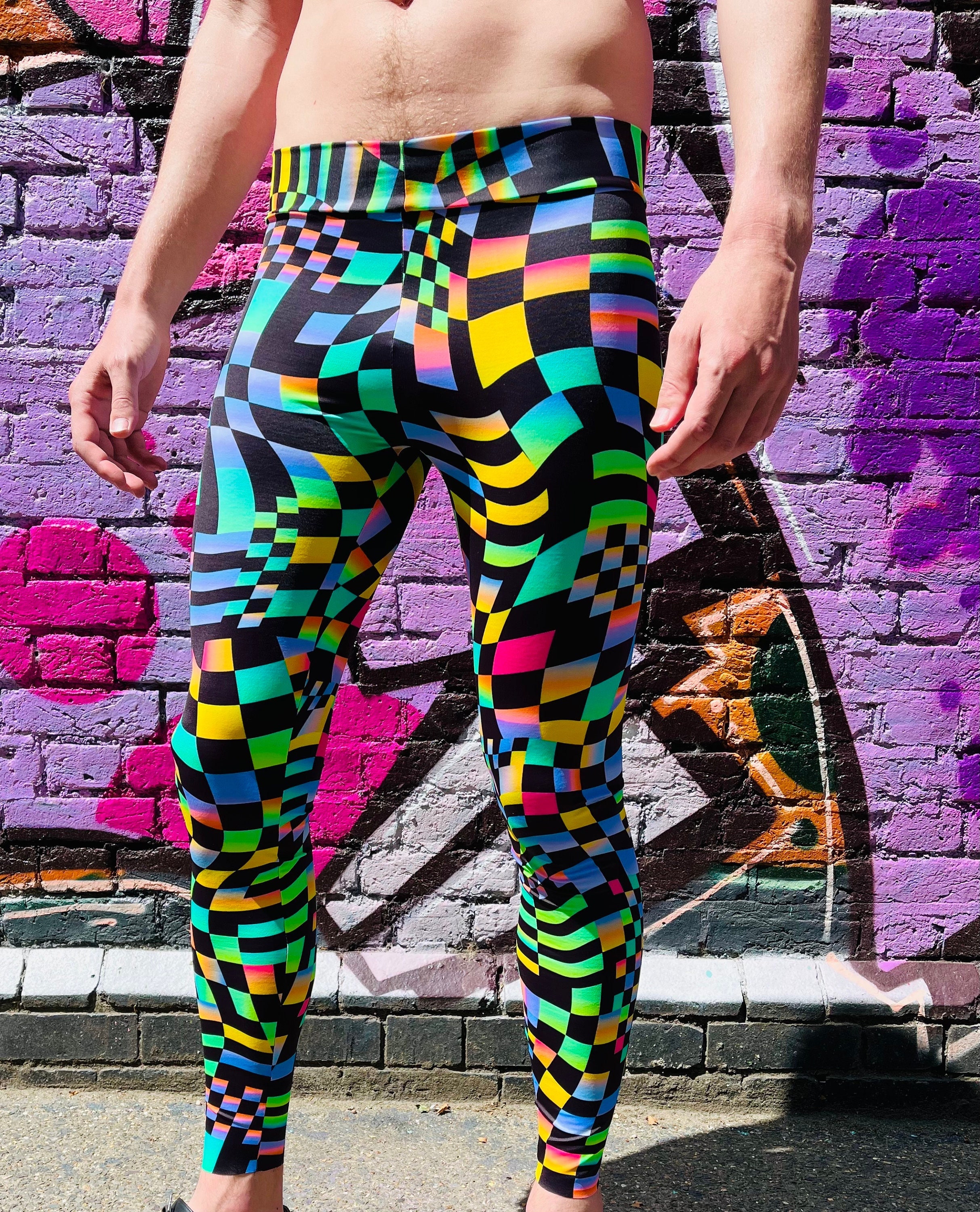 Block Melt Meggings, Art Leggings, Crazy Leggings , Festival Pants, Colourful leggings