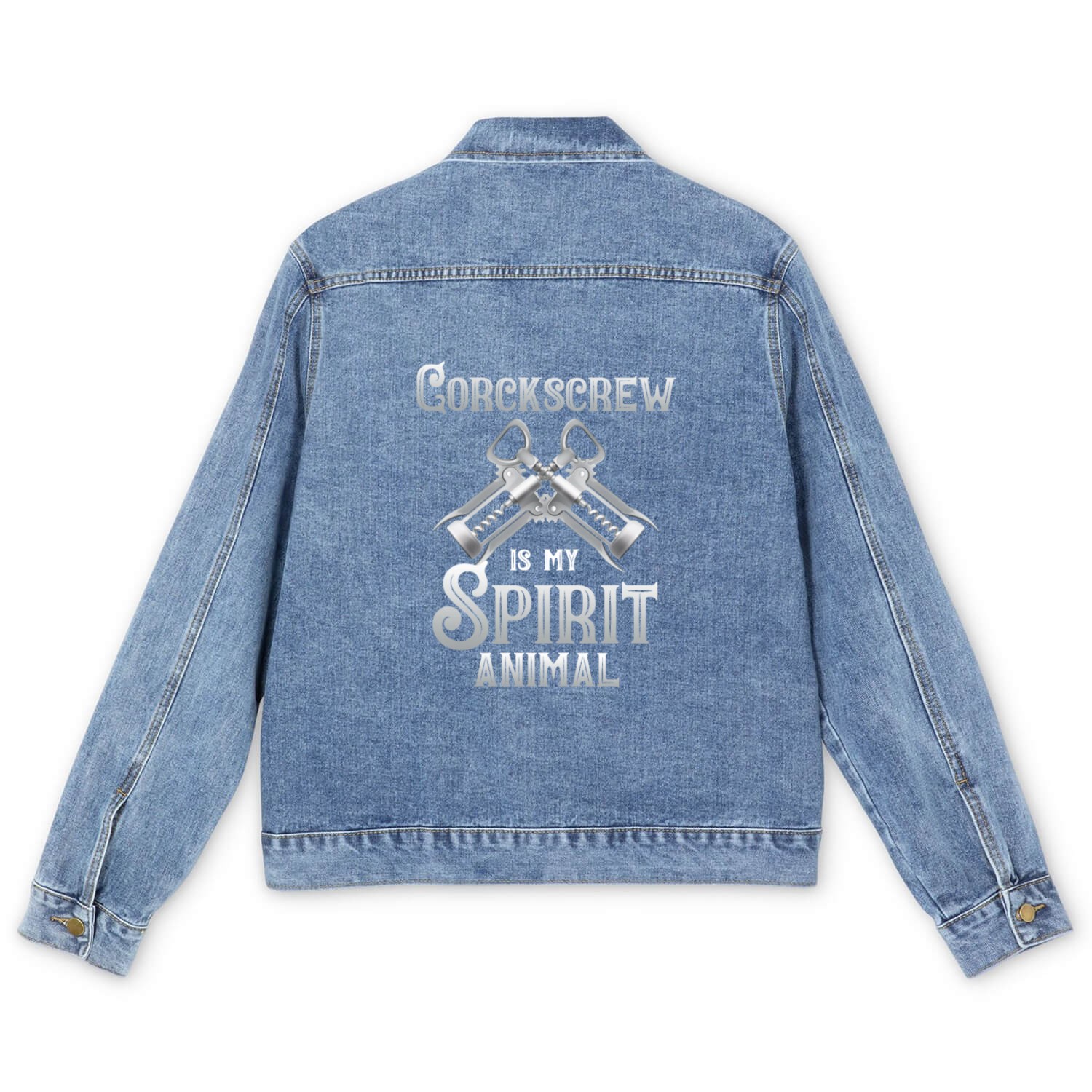 Corkscrew Is My Spirit Animal Sommelier Whiskey Men's Denim Jackets