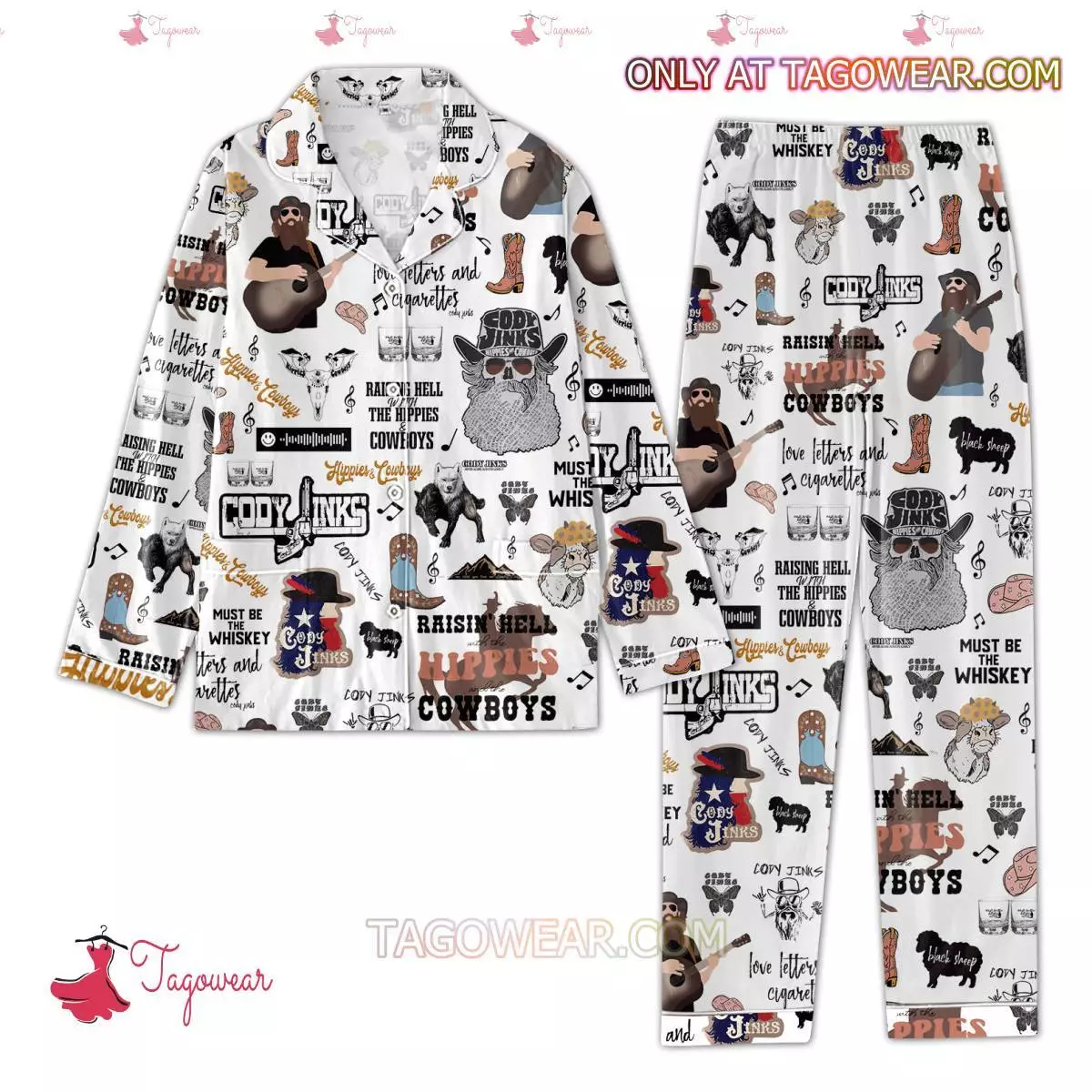 Cody Jinks Raising Hell With The Hippies And Cowboys Men Women’s Pajamas Set