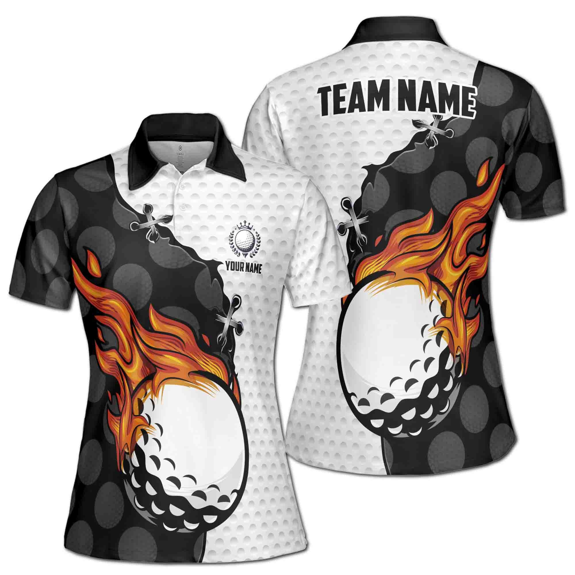 Personalized Animation Golf On Flame Golf Lover Women's Polo Shirt