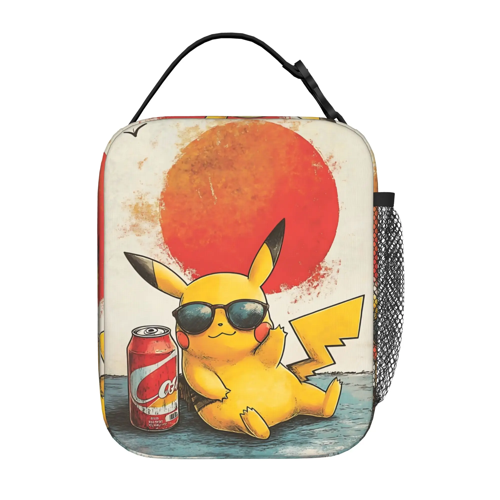 PKM Cartoon Theme Kids Lunch Bag, Large Capacity Thermal Insulated Tote for Bento, Picnic Storage