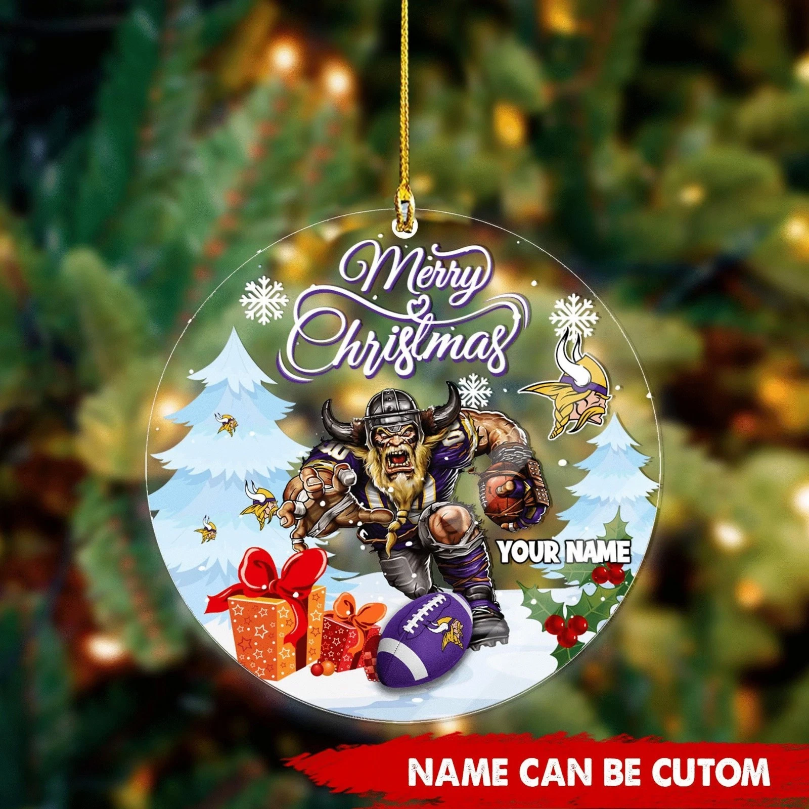Personalized Minnesota Team Vikings Christmas Ornament, Gifts For Fans