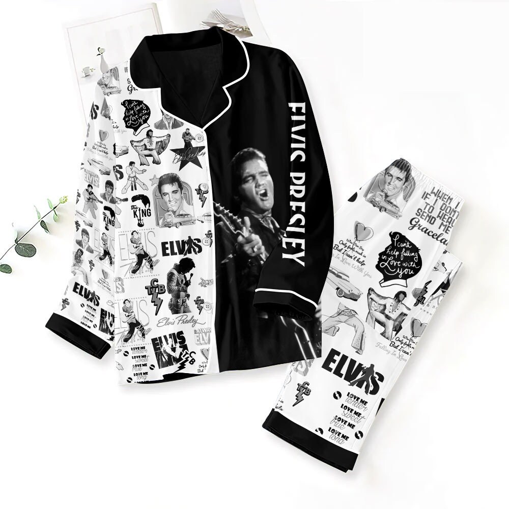 Elvis Presley Pajamas Set, Rock And Roll Pajamas, Falling In Love With You