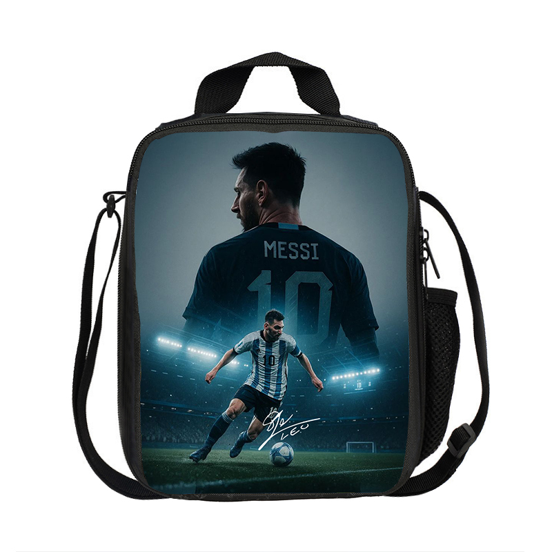 Messi Football Sport Insulated Kids Lunch Bag, Soccer Fan Gift, Back to School, Student Lunch Bag