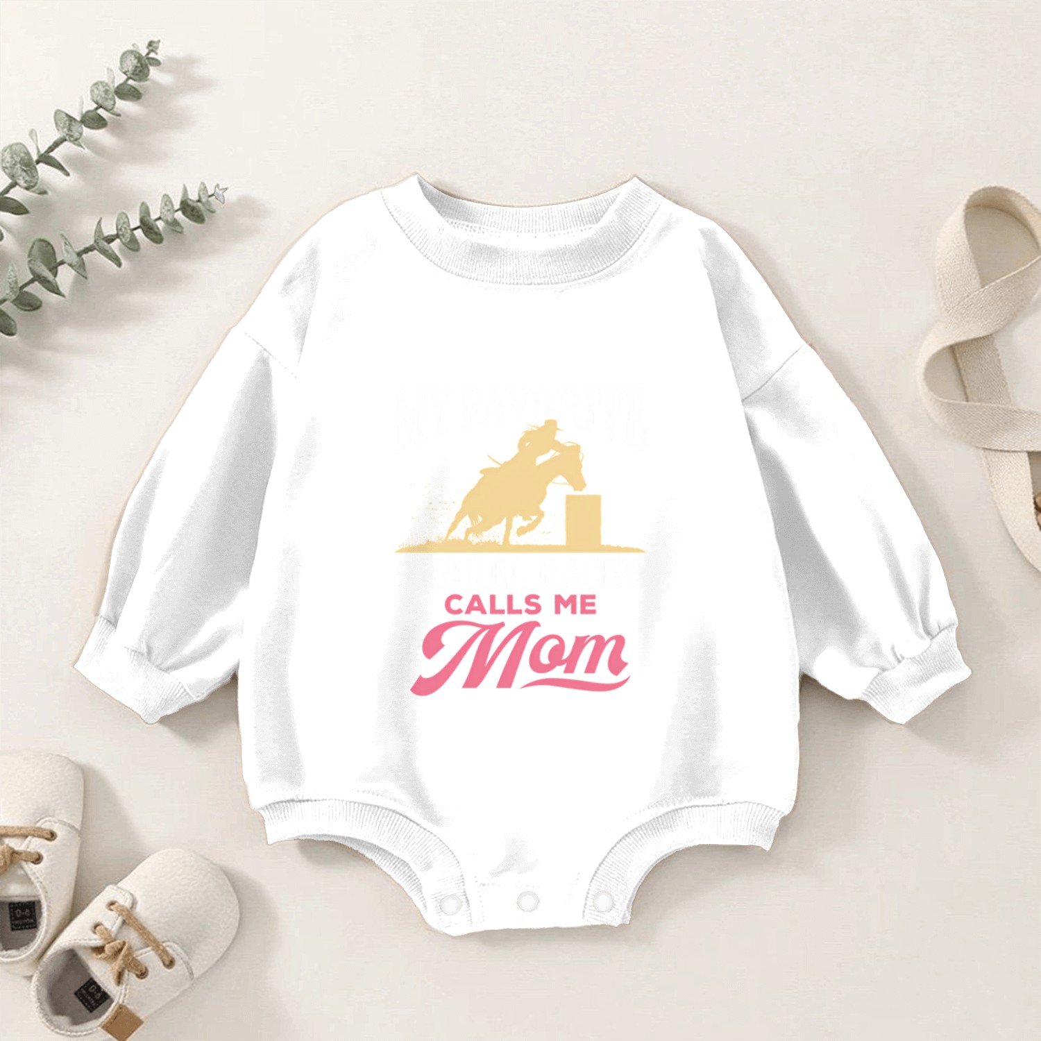 Barrel Racing Mom Horse Favorite Barrel Racer Moth Baby Romper Sweatshirts