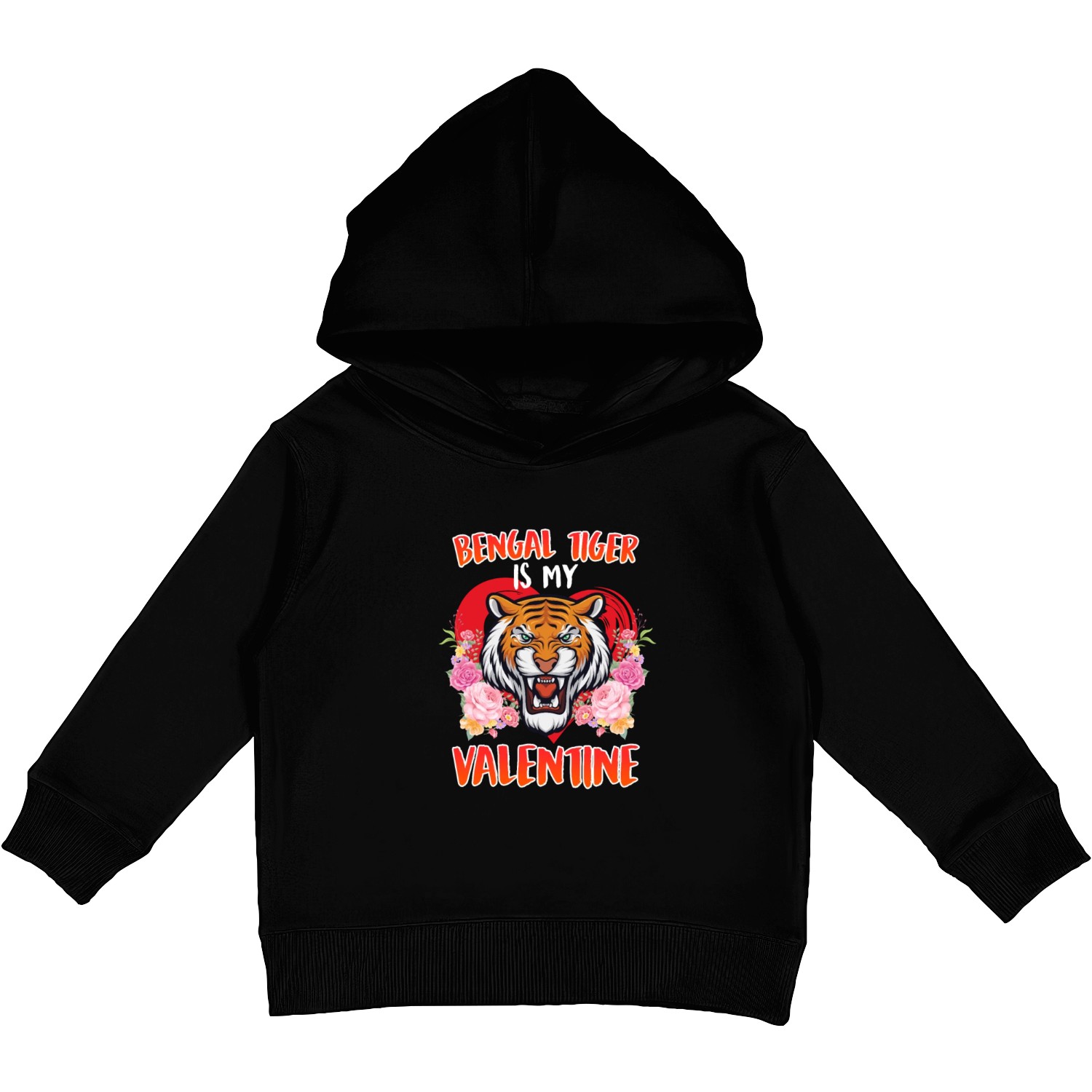 Bengal Tiger is my valentine love Valentine's Day Kids Pullover Hoodies