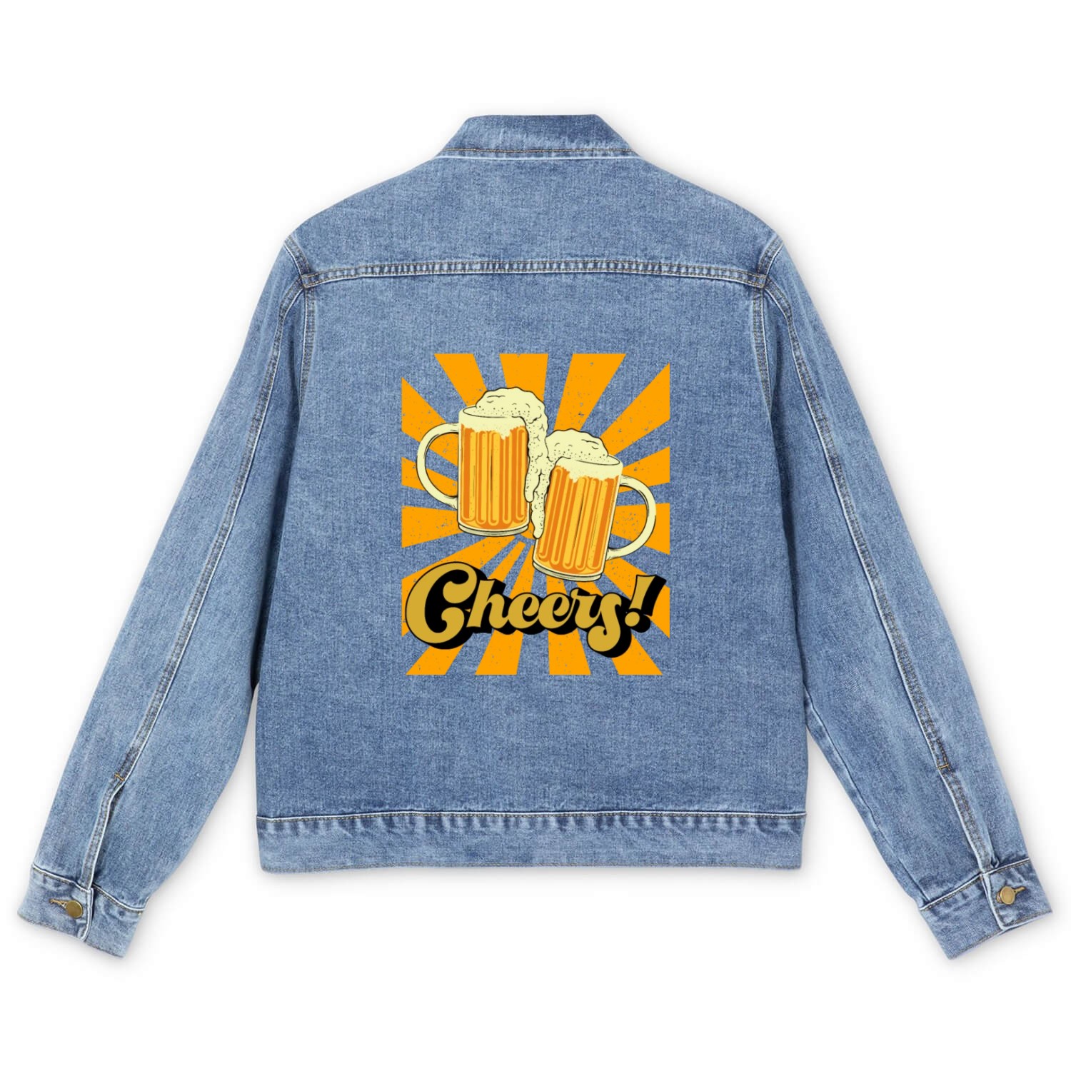 Cheerful Beer Mug Celebration Design Men's Denim Jackets