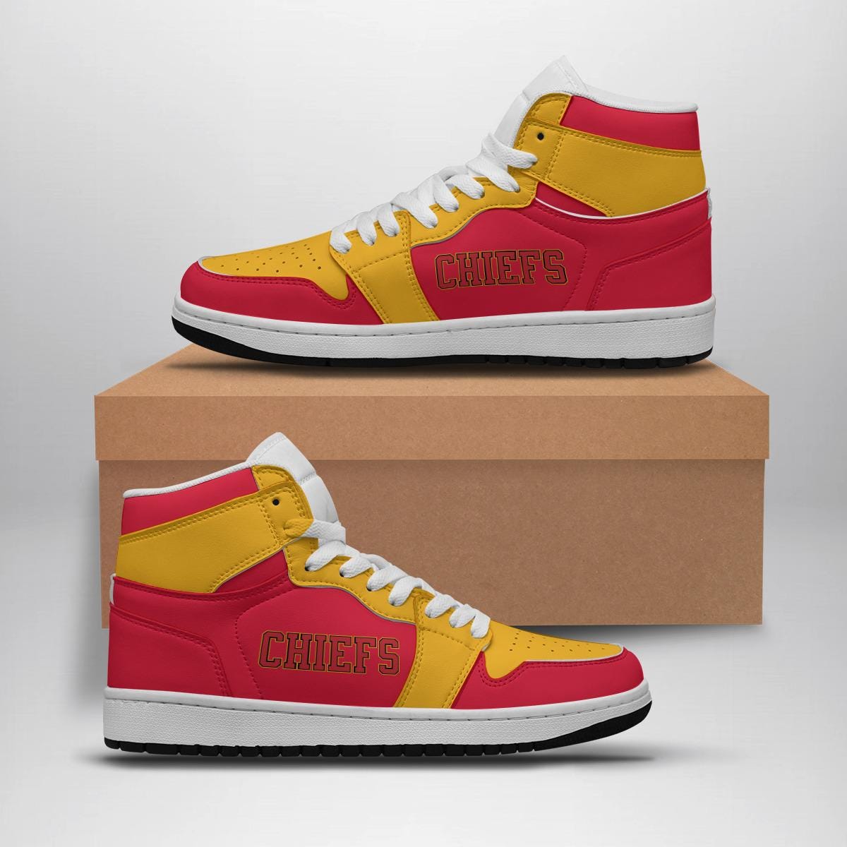 Chiefs Womens High Top Sneakers, Game Day Shoes, Cute Sports Sneakers