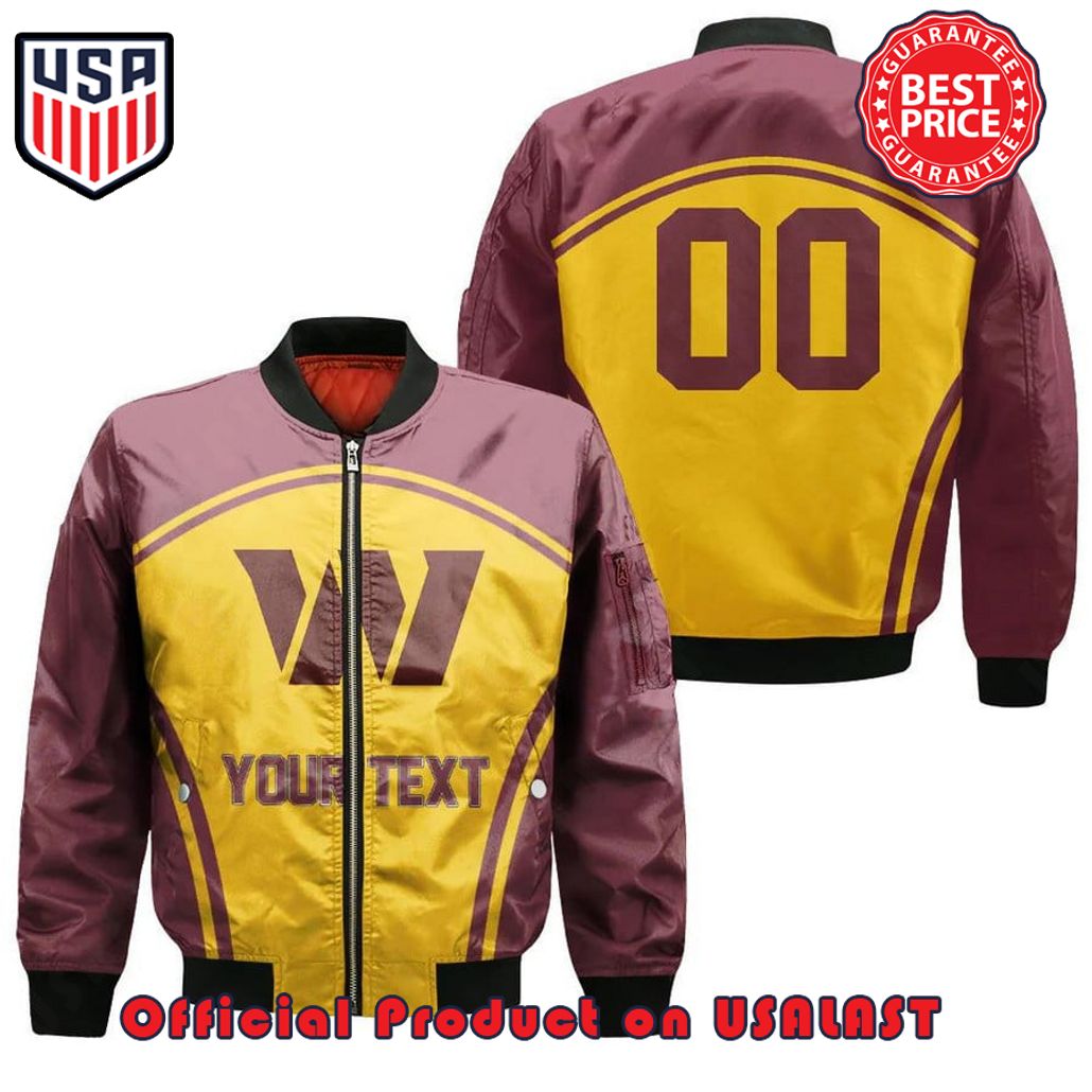 WASHINGTON COMMANDERS BOMBER JACKET 3D PRINTED CUSTOM TEXT AND NUMBER CURVE STYLE SPORT