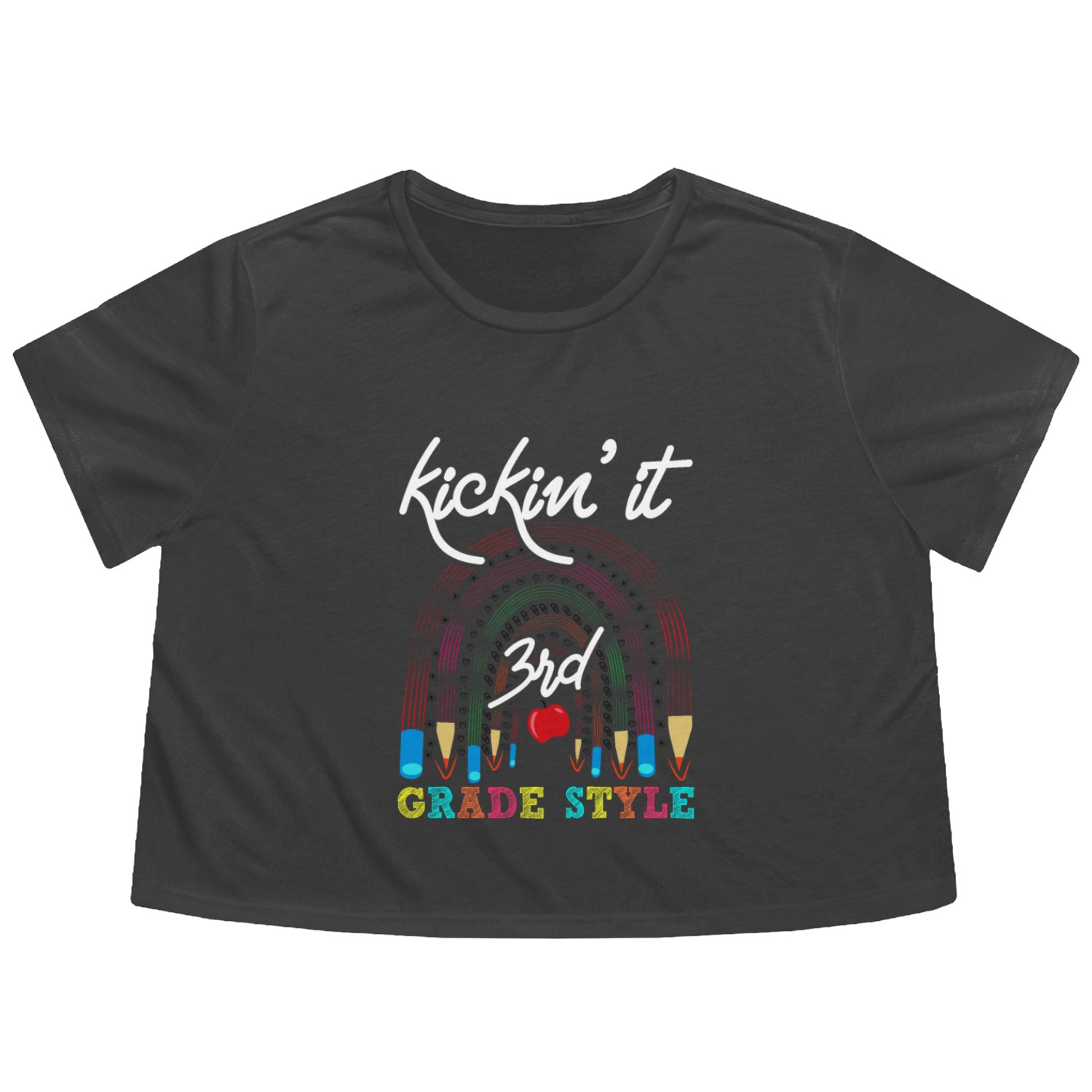 Kicking it 3rd grade style Flowy Cropped Tees