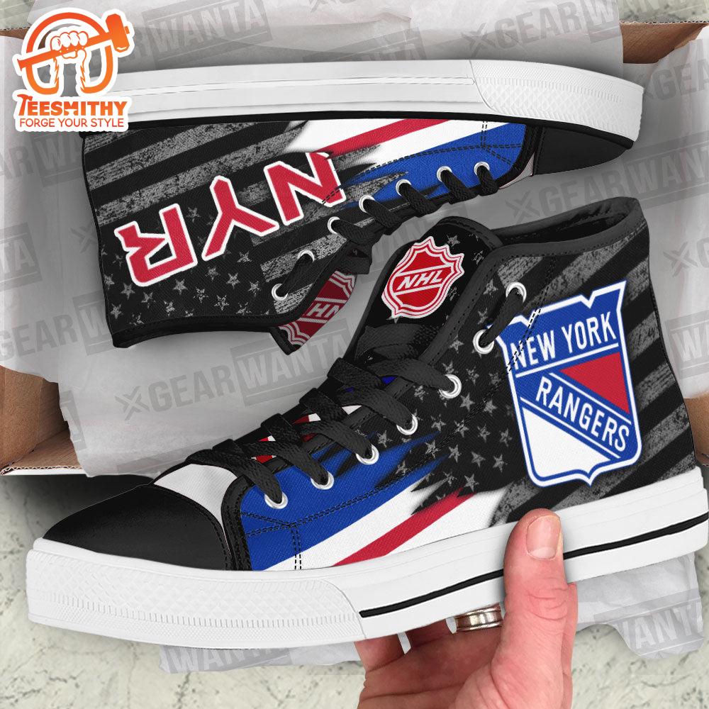 New York Rangers High Top Shoes, American Flag Sneakers