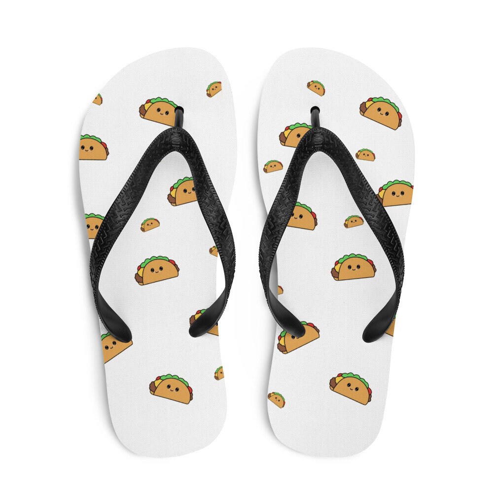 Cute Taco Food Pattern Summer Beach Flip-Flops